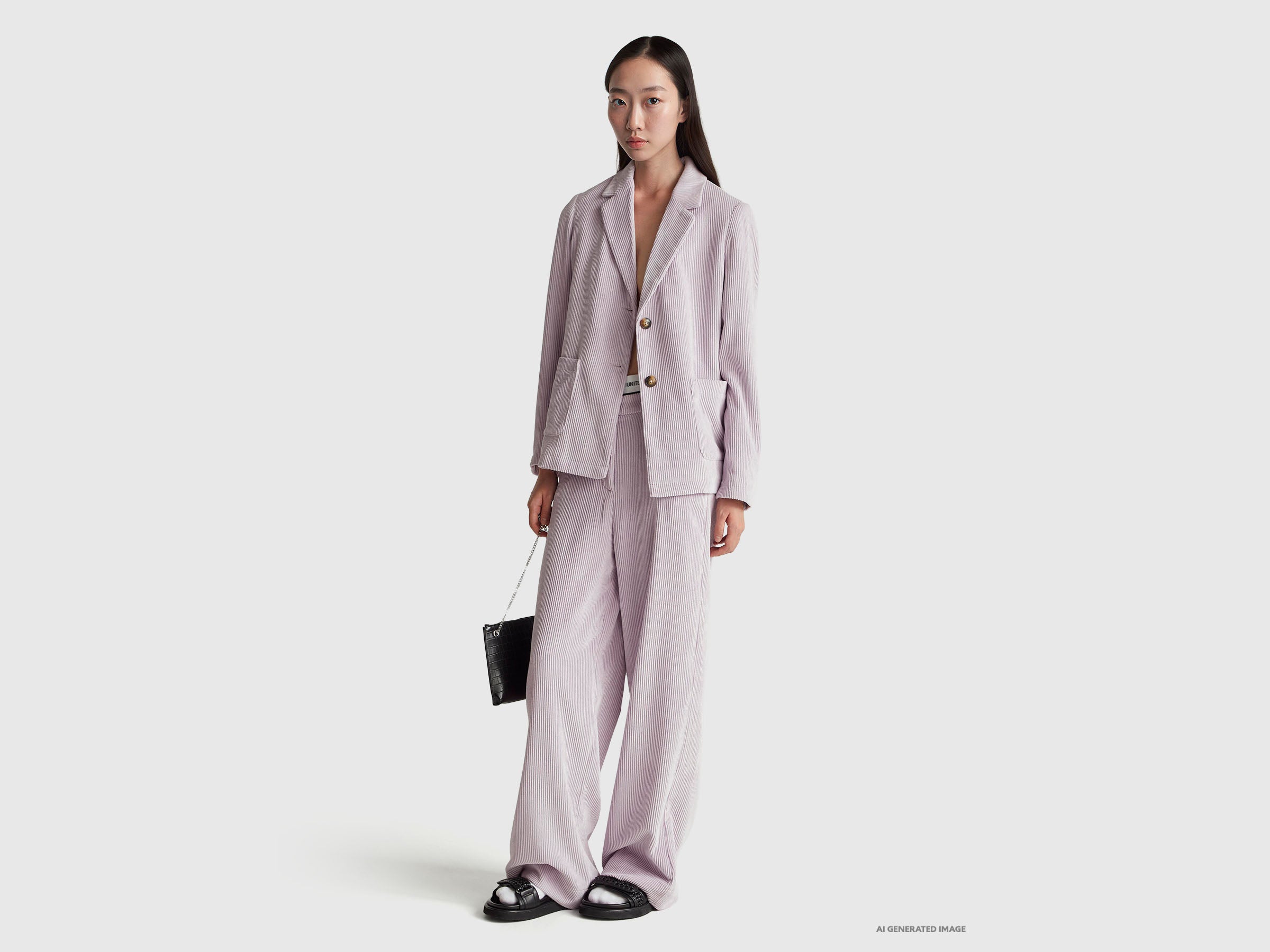 Benetton Trousers pantaloni velluto 42 zampa flare