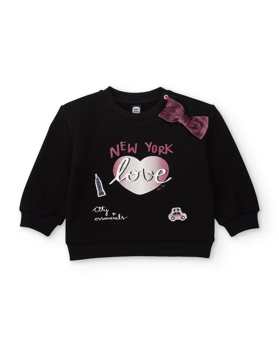 TucTuc Felpe Felpa Bambina Nero Cuore New York Calda