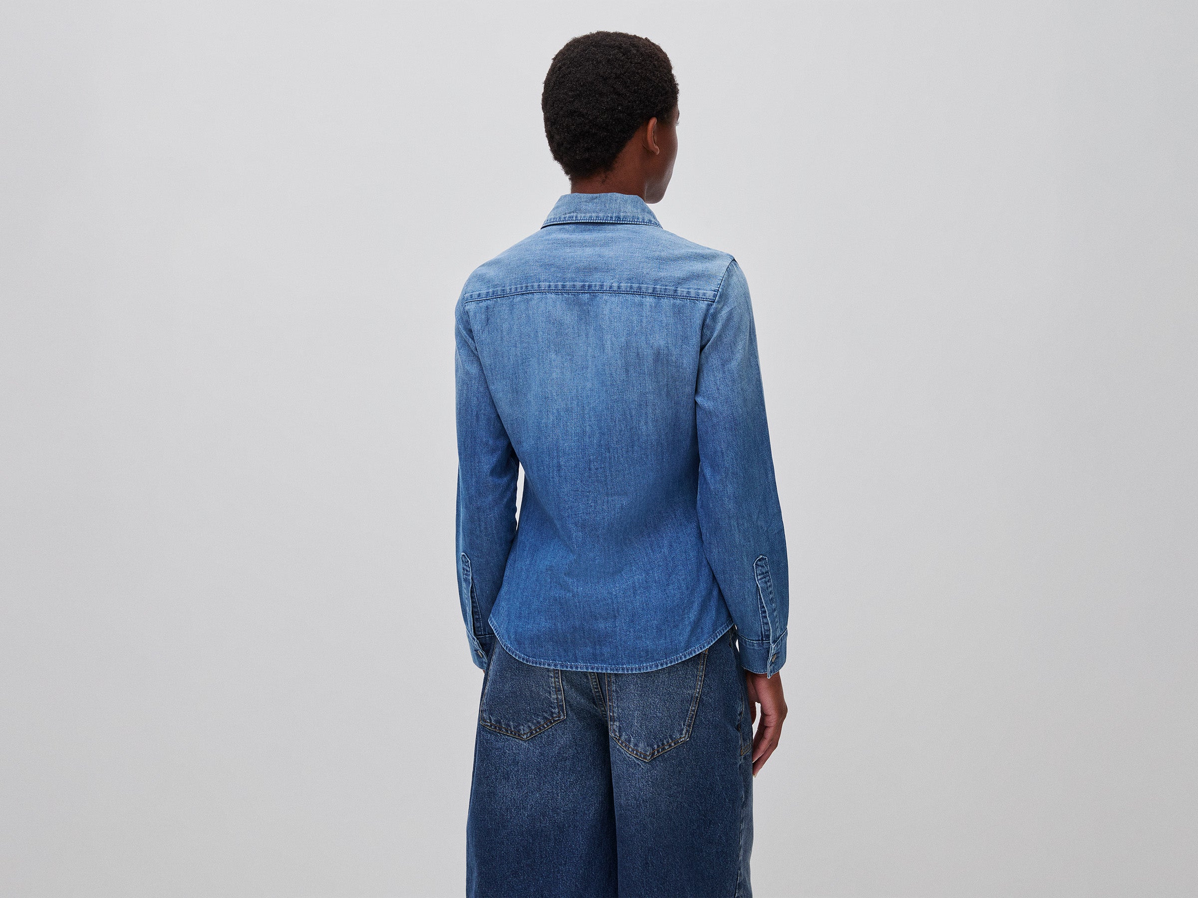 Benetton Shirts camicia denim cotone slim taglia S