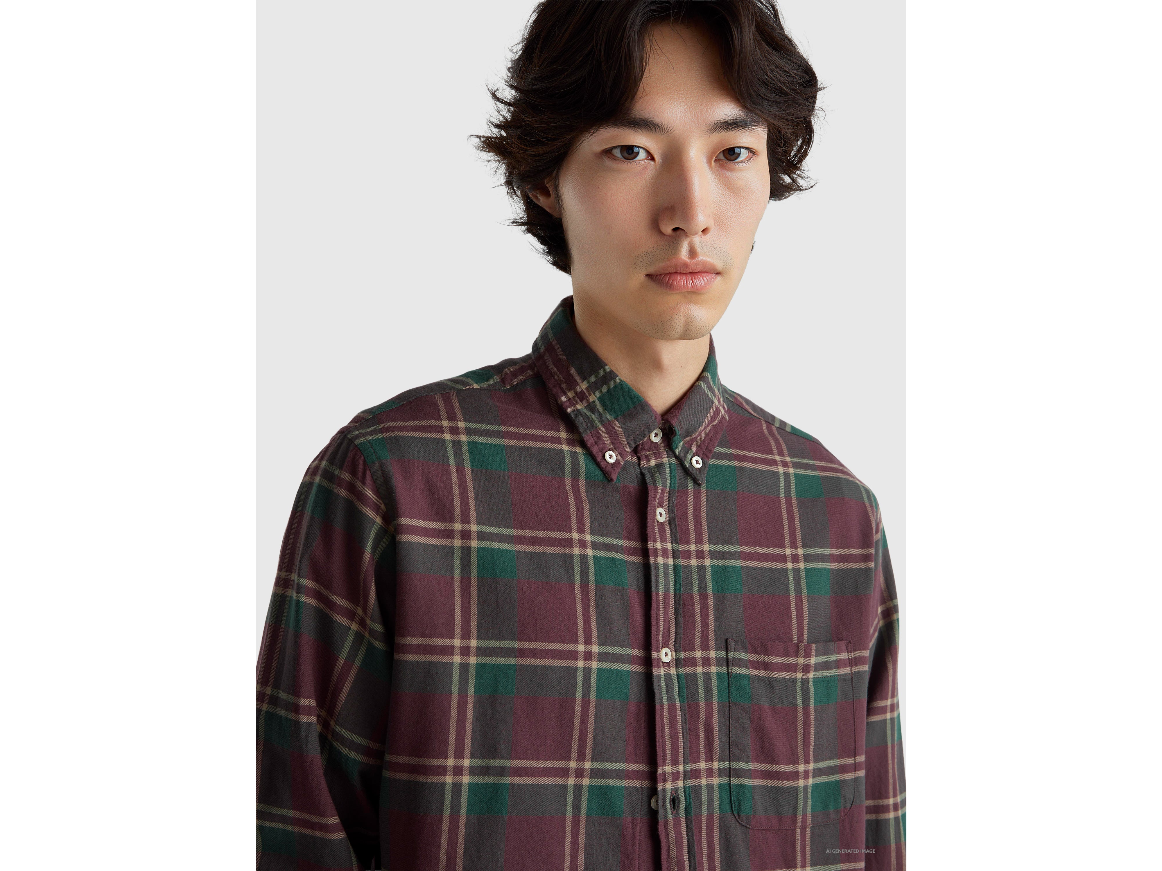 United Colors of Benetton Flannel camicia flanella quadri cotone bio M