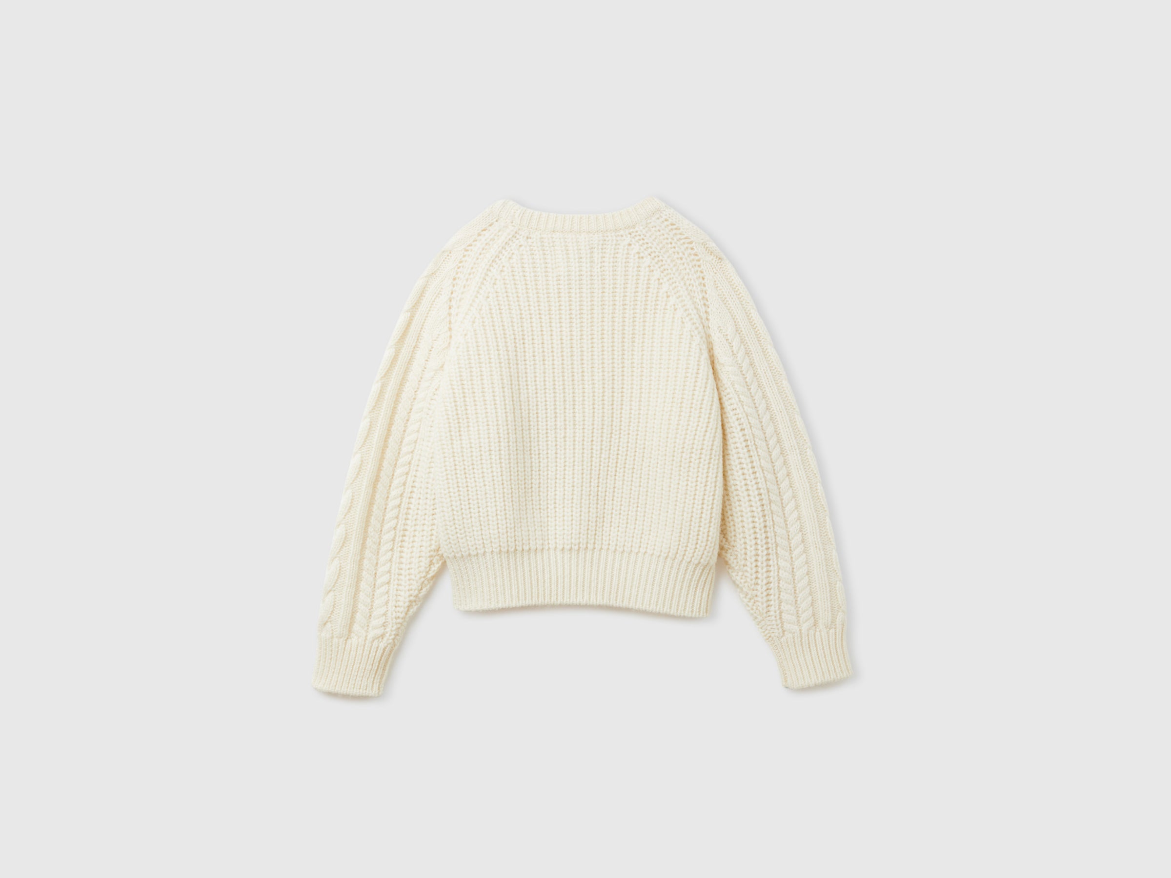 Benetton Sweaters maglione trecce 100% lana taglia XS