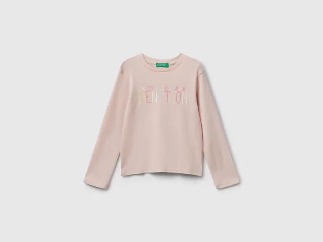 United Colors of Benetton maglietta logo glitter cotone 104