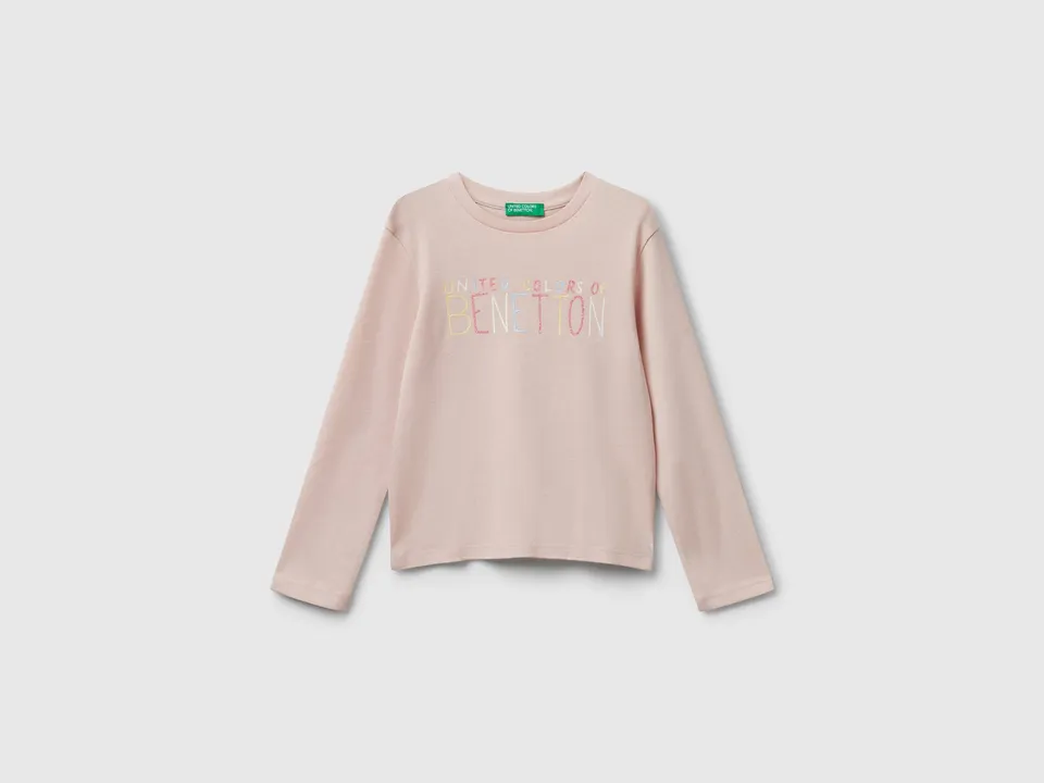 United Colors of Benetton maglietta logo glitter cotone 104