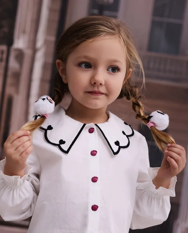 TucTuc Accessori Elastici Capelli Bimba Bianchi Panda Pon-Pon