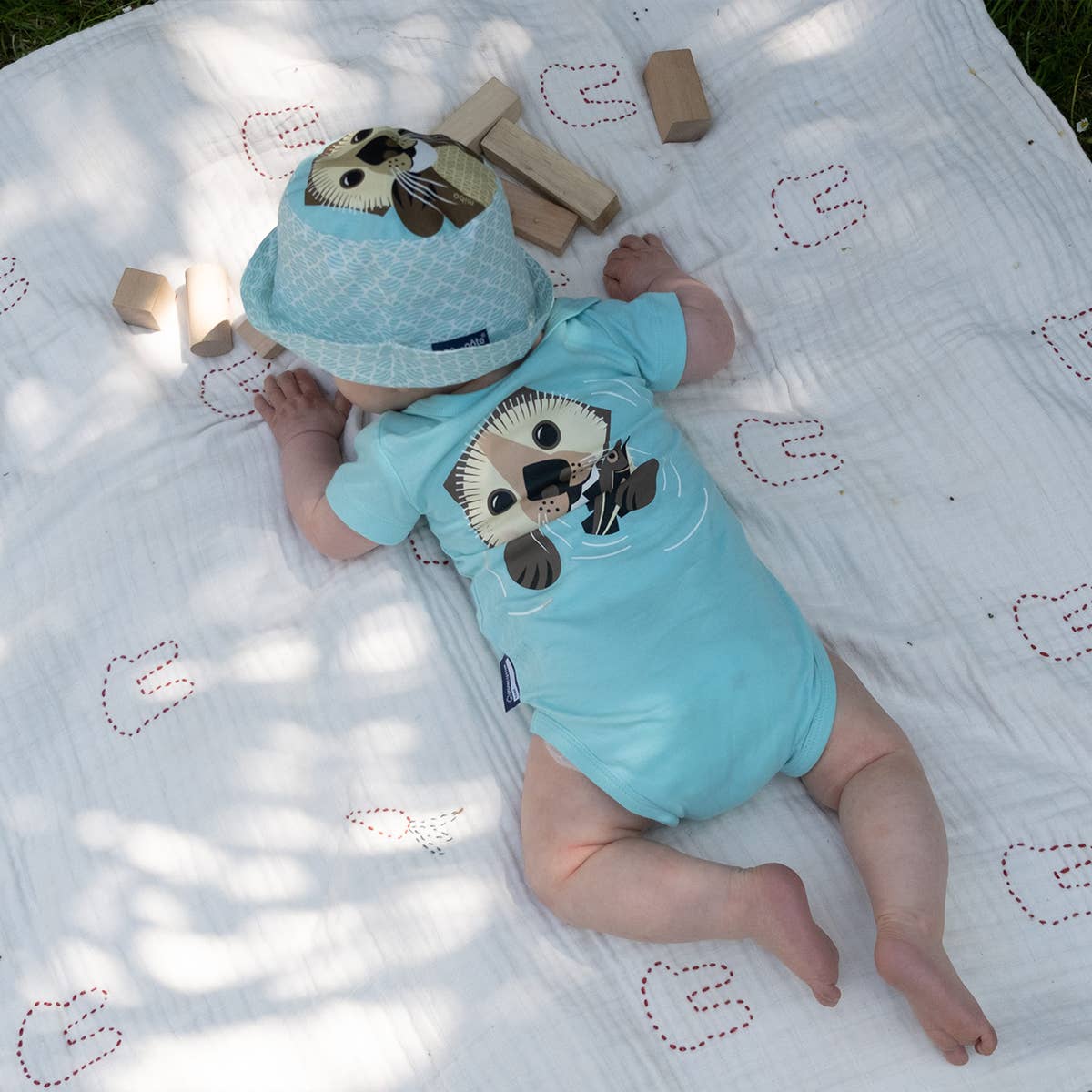 Coq en Pâte Body Lontra cotone bio neonato stampa