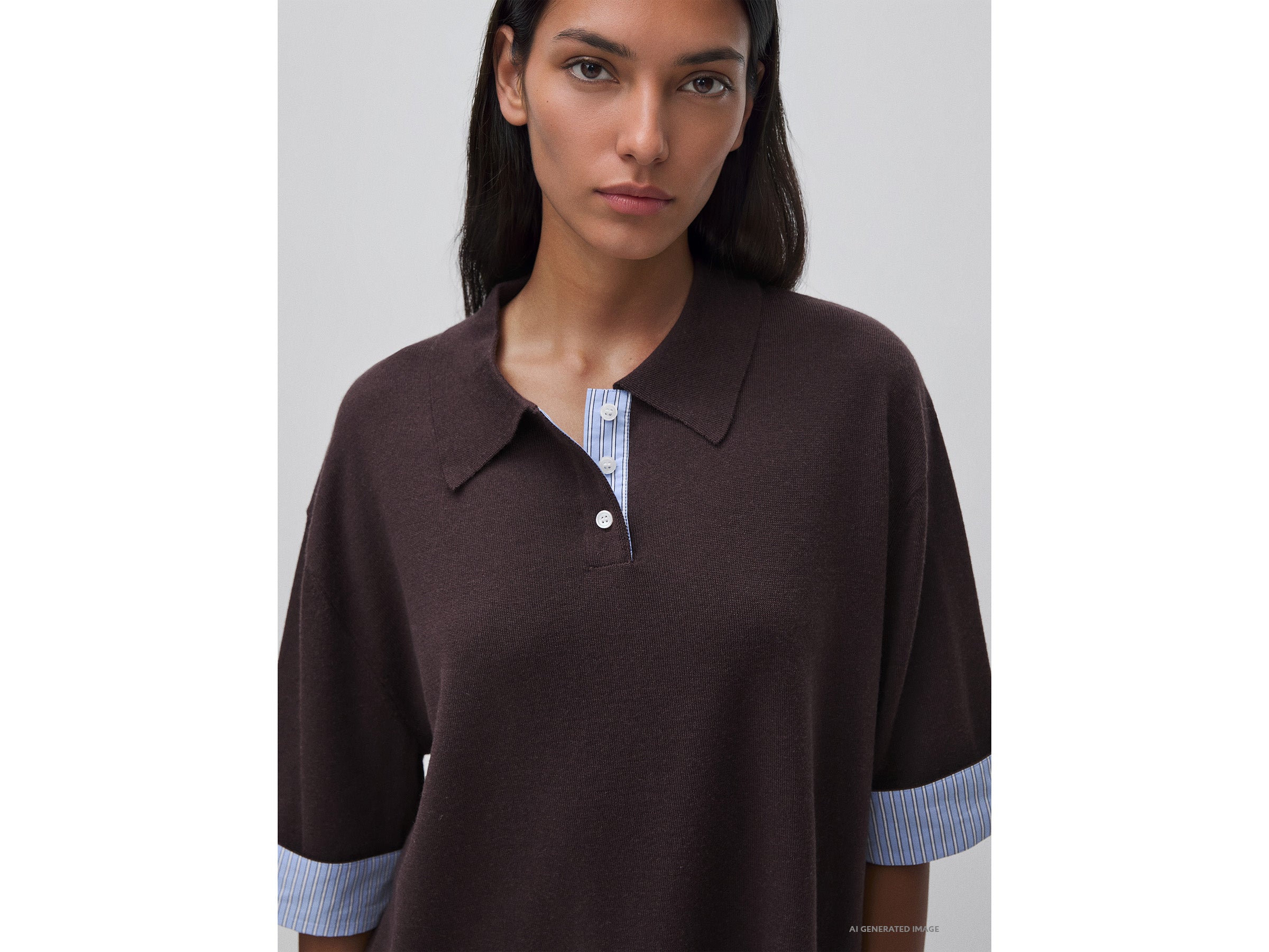 United Colors of Benetton Polo misto lana inserti popeline