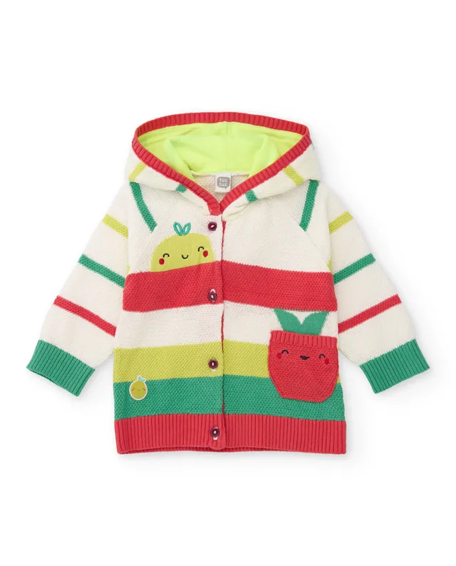 TucTuc Maglioni Cardigan Neonato Crudo Righe Frutta