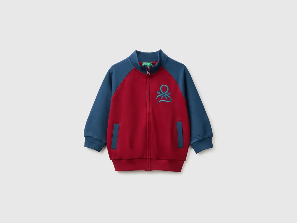 United Colors of Benetton Felpa Zip Logo Cotone Bio 104