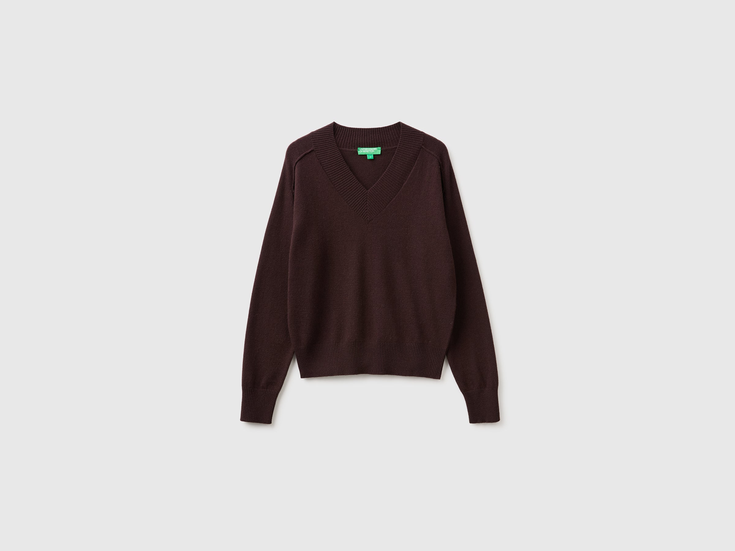 United Colors of Benetton maglione scollo a V lana viscosa cashmere
