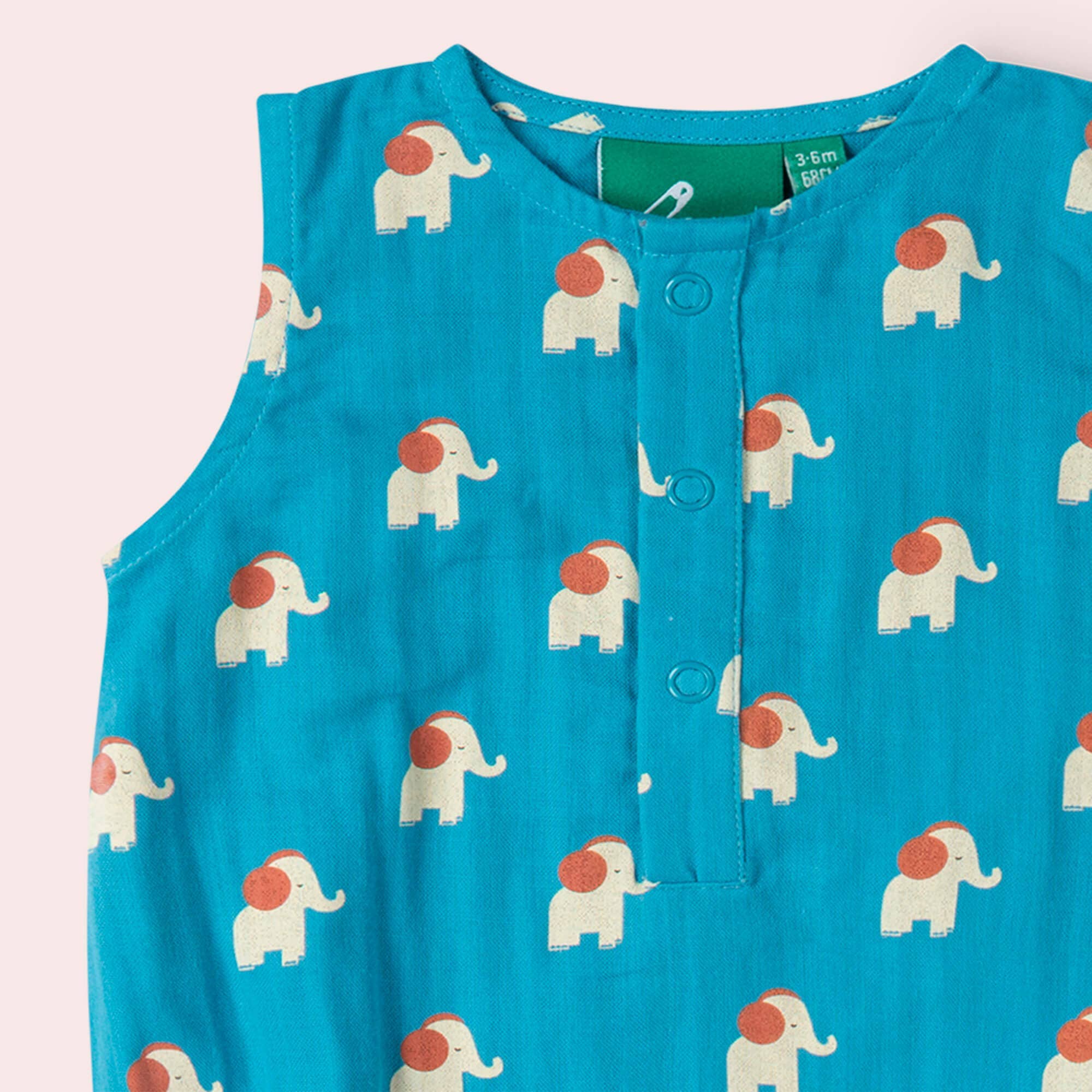 Little Green Radicals pagliaccetto elefante cotone bio 03-06 mesi