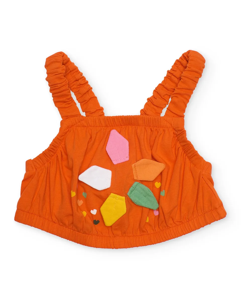 TucTuc Magliette Top Bambina Arancione Cuori