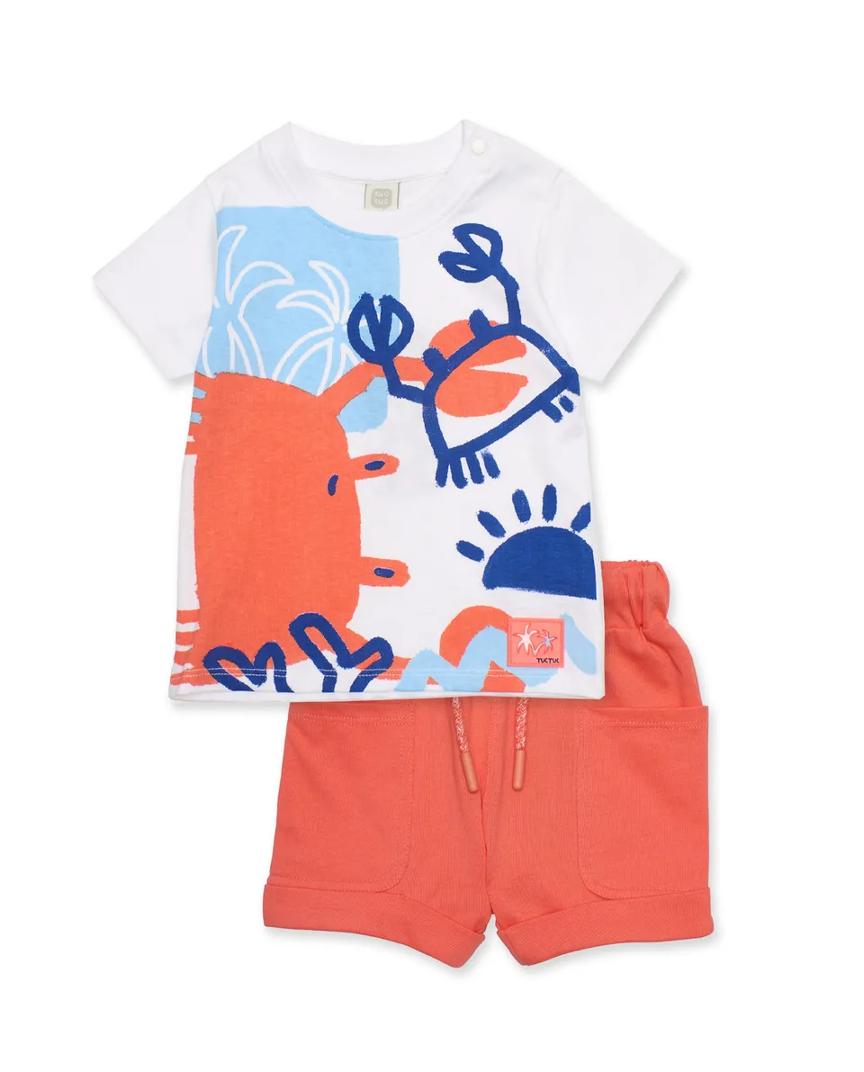 TucTuc Completi Completo Bambino Bianco Bermuda Corallo