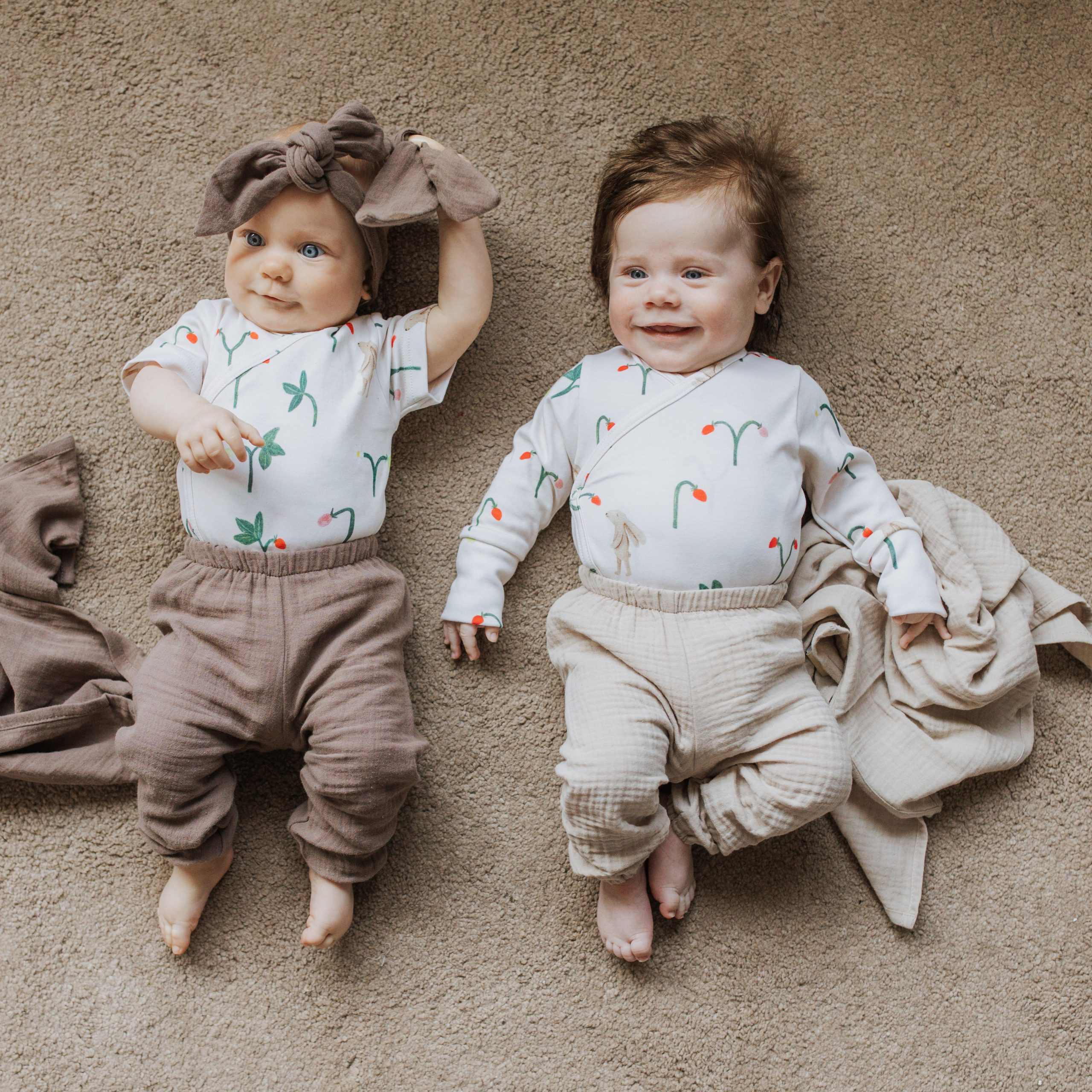 Woolly Organic Muslin Baby Trousers GOTS pantaloni neonato