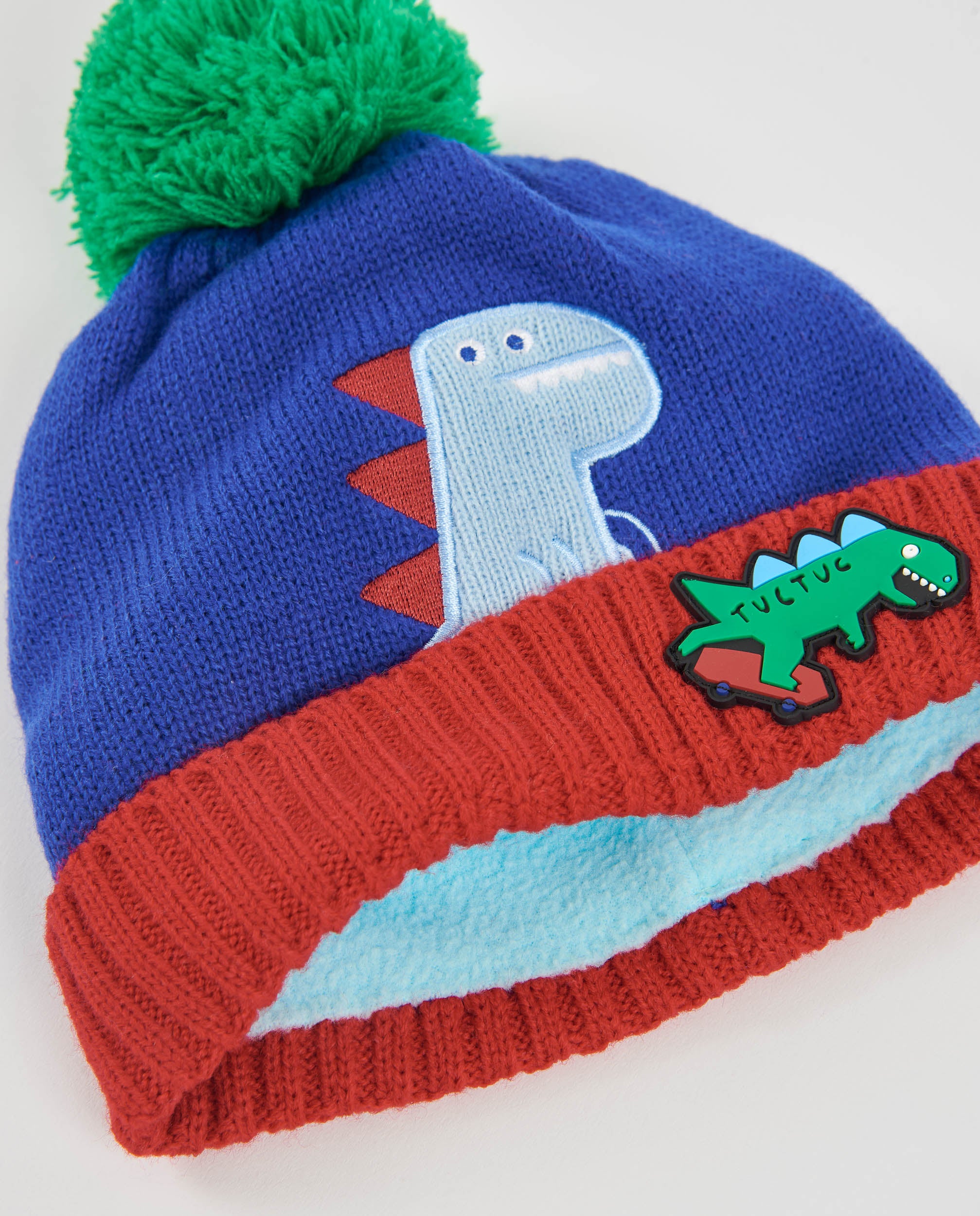 TucTuc Accessori set berretto e sciarpa blu dinosauro maglia