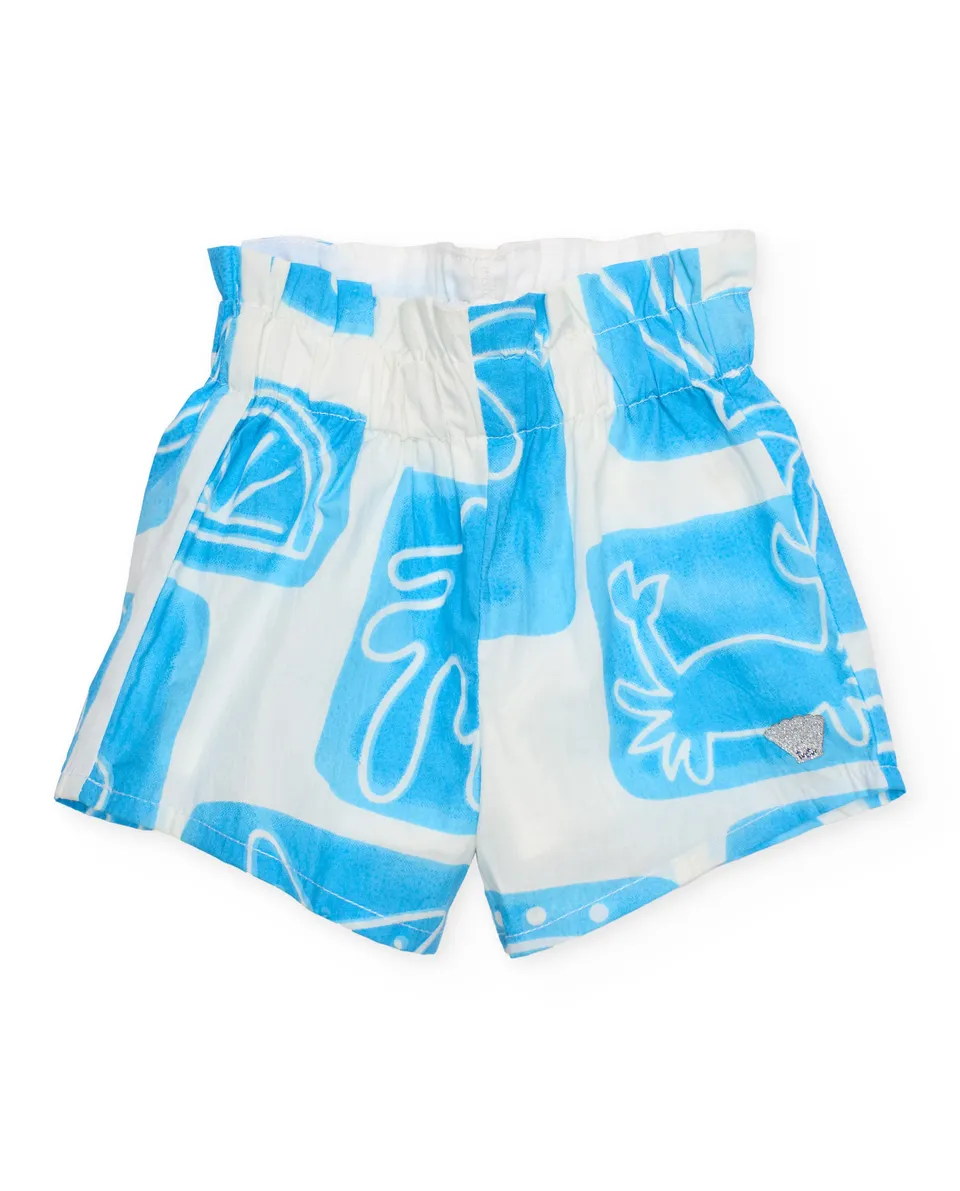 TucTuc Bermuda Short Bambina Stampa Marina Bianco