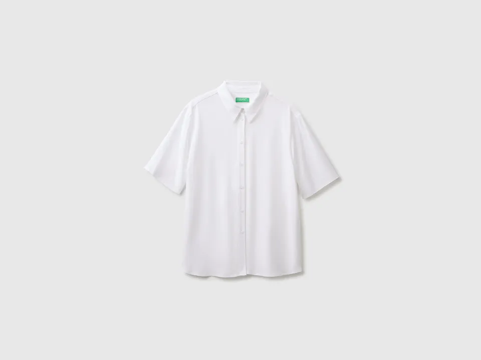 United Colors of Benetton Camicia Viscosa Manica 3/4 Tinta Unita