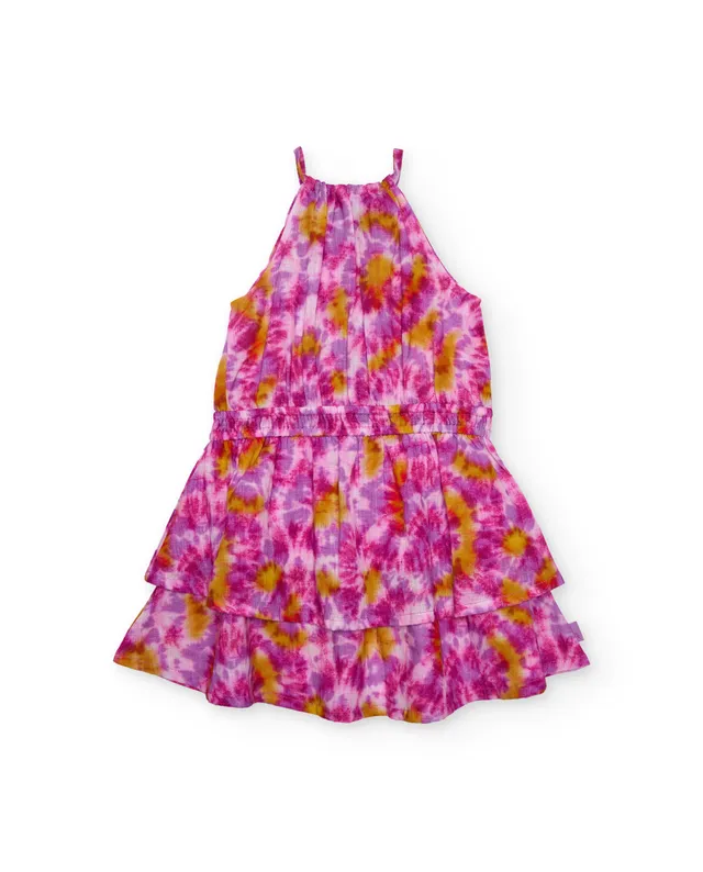 TucTuc Vestiti Vestito Bimba Fucsia Tie-Dye Volant