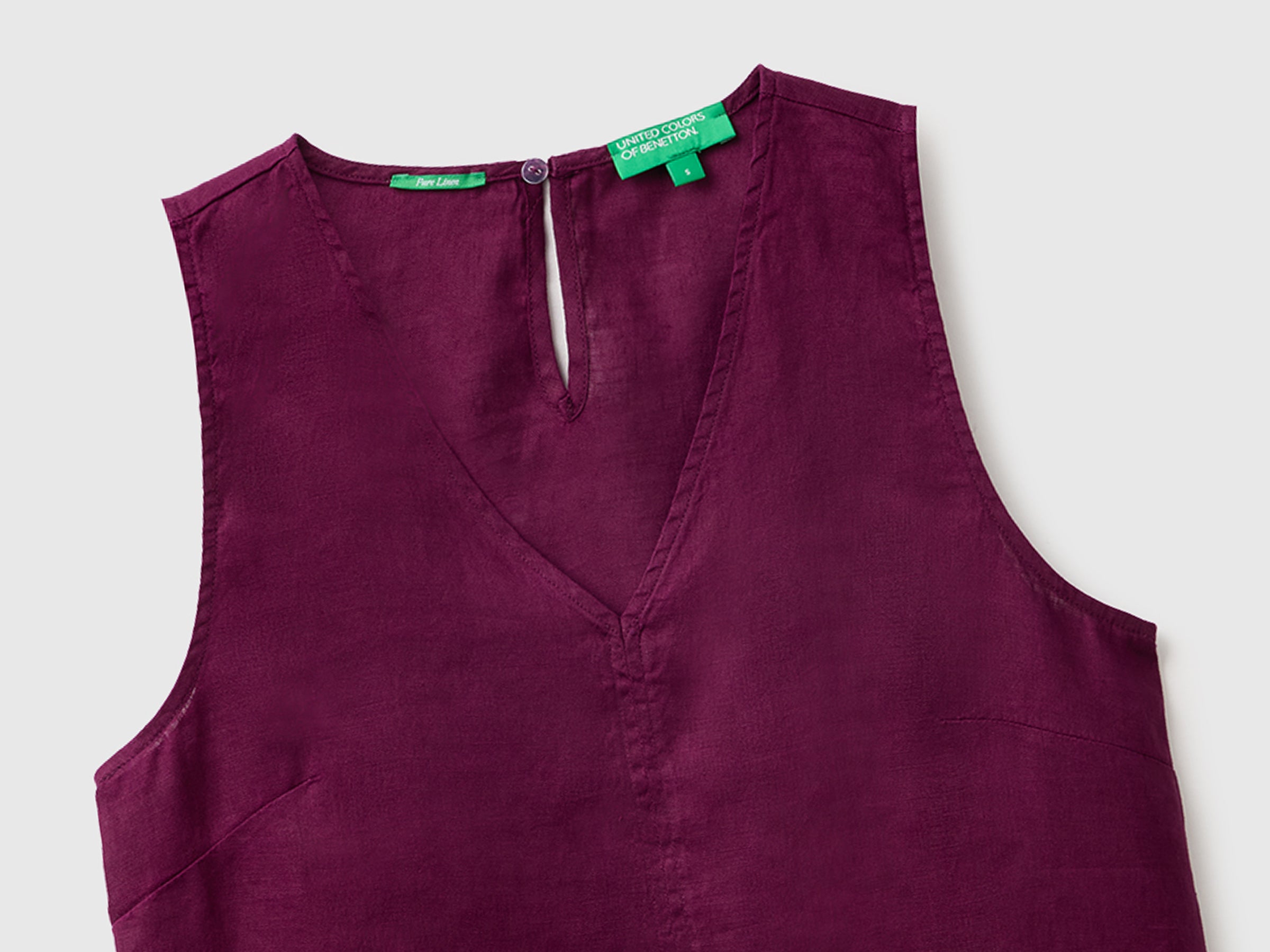 United Colors of Benetton Top Smanicato Lino Scollo V