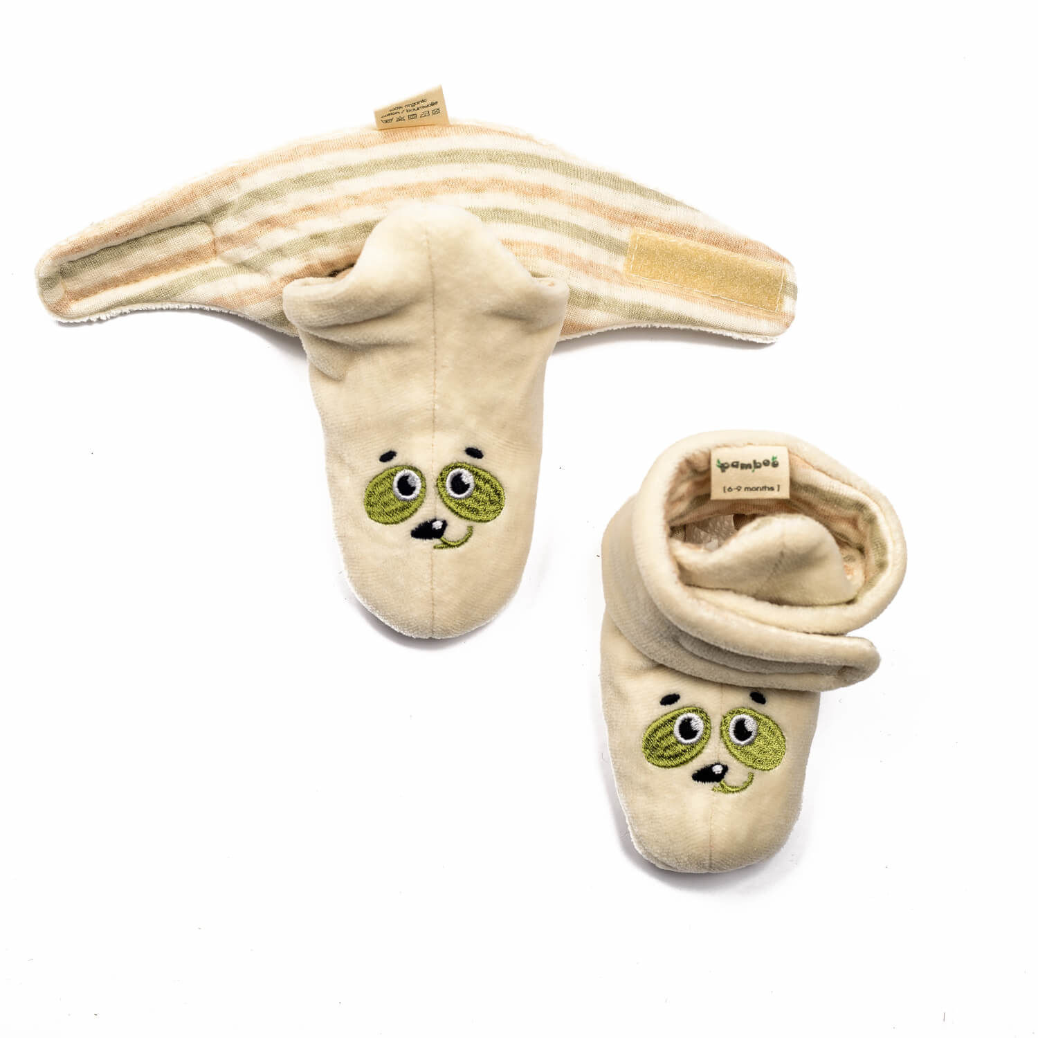 Pamboo Organic scarpine neonato cotone bio panda verde
