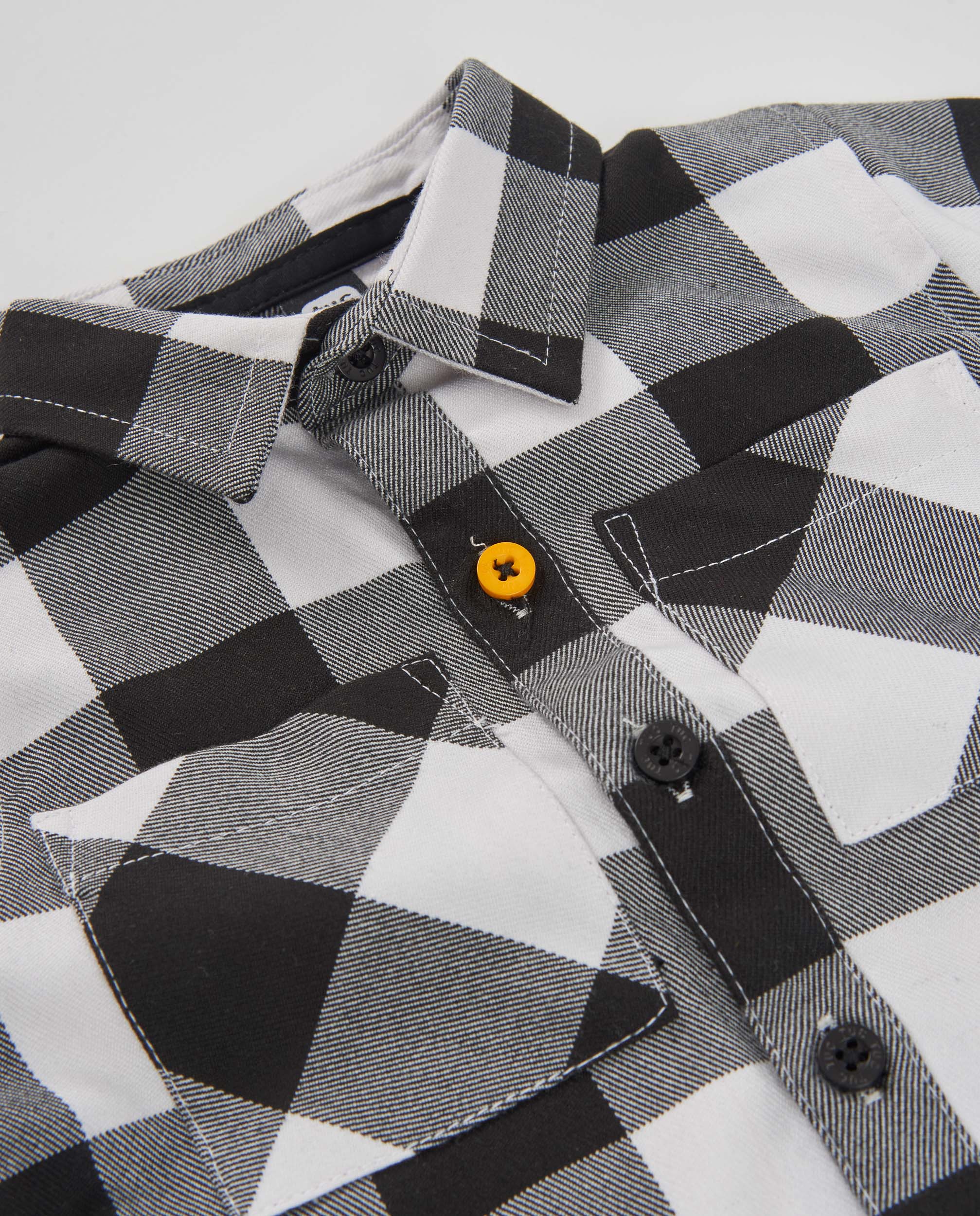TucTuc Camicia quadri bambino nera con taschino