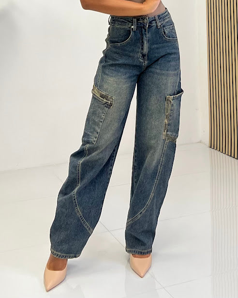 Sottosopra jefx5438 jeans cargo mimetico M tasche
