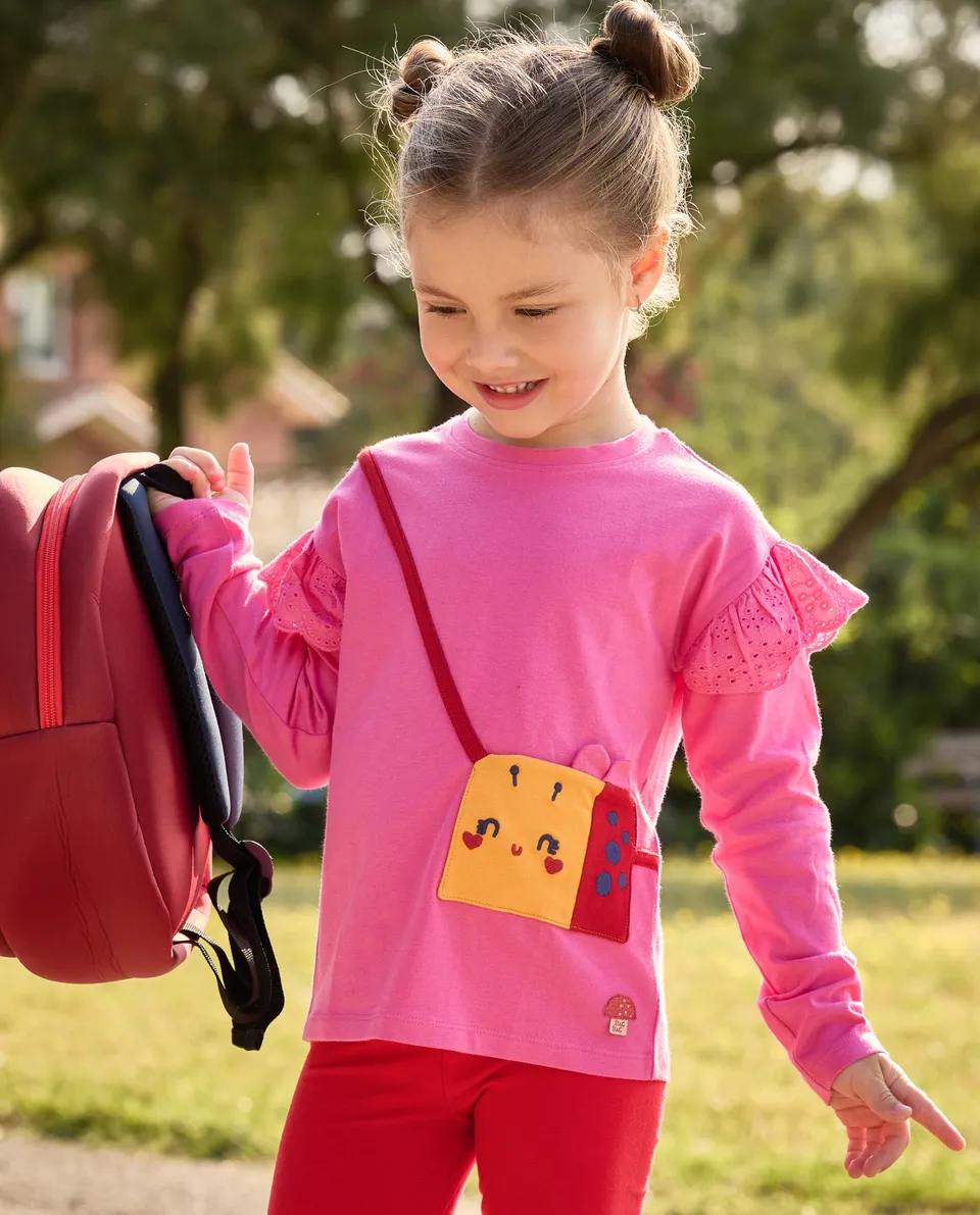 TucTuc Magliette Maglietta Bambina Rosa Volant Stampa
