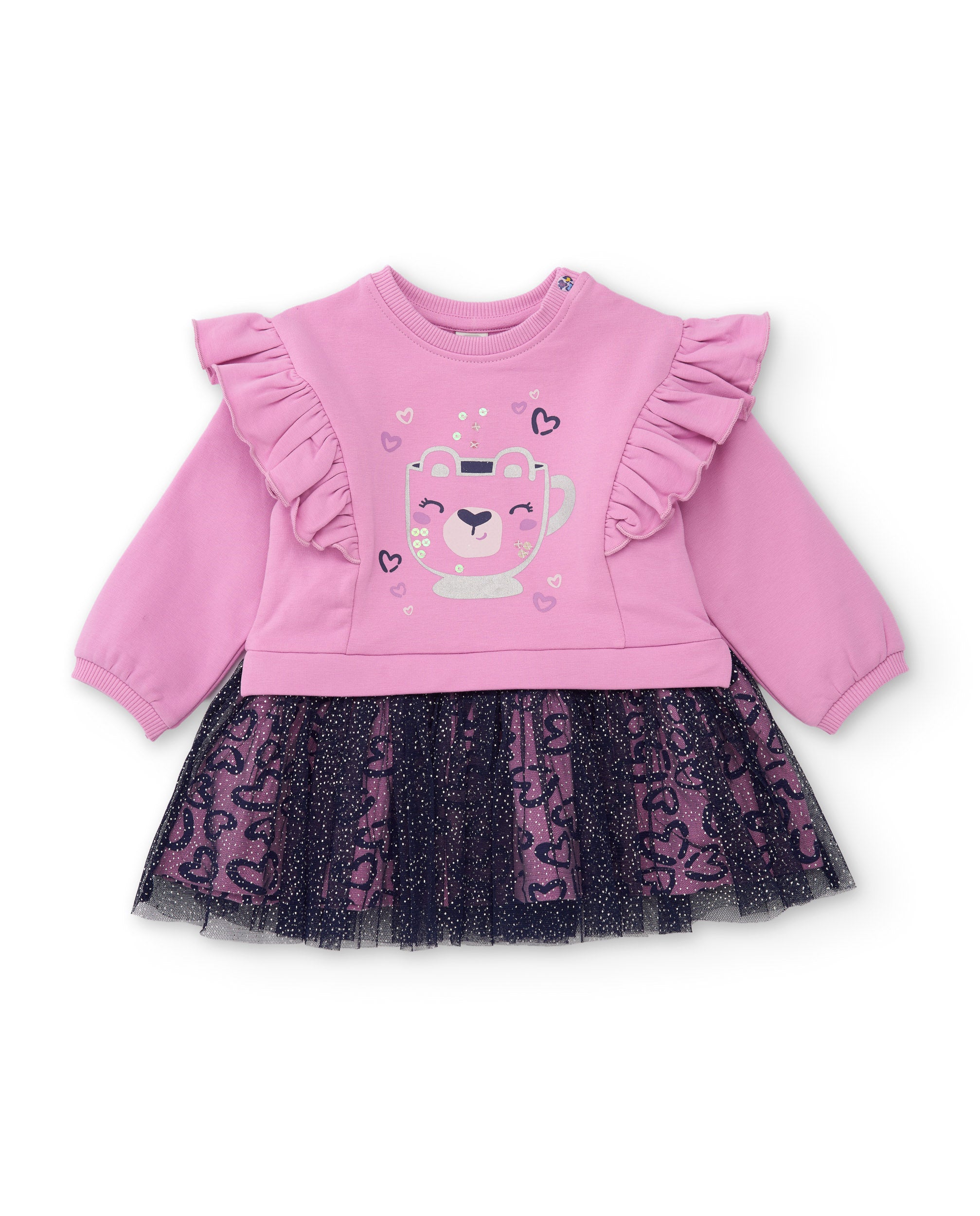TucTuc Vestiti vestito felpa bambina rosa volant tulle