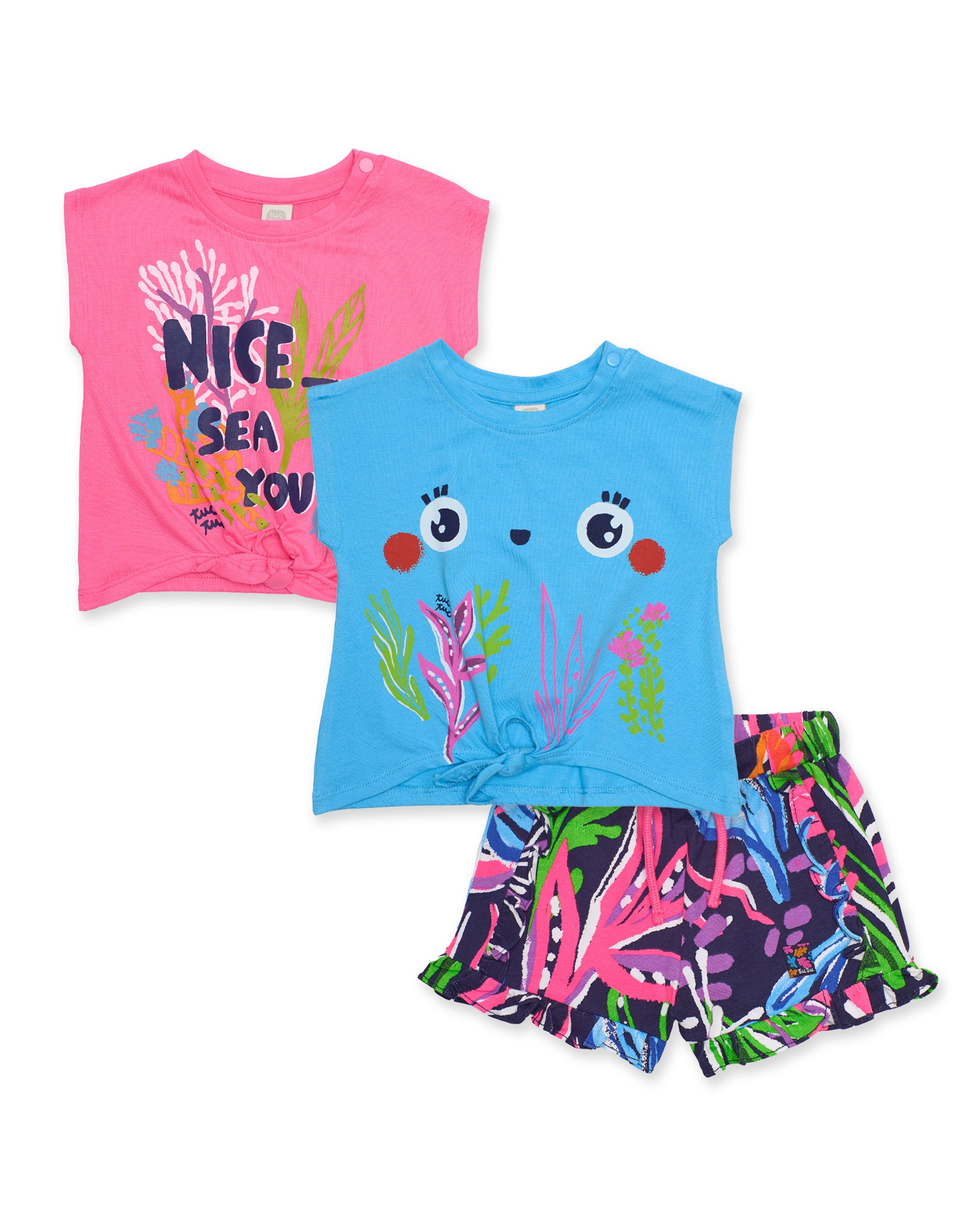 TucTuc Completi Completo Bambina Maglia Blu 3 Pezzi 6M-10A