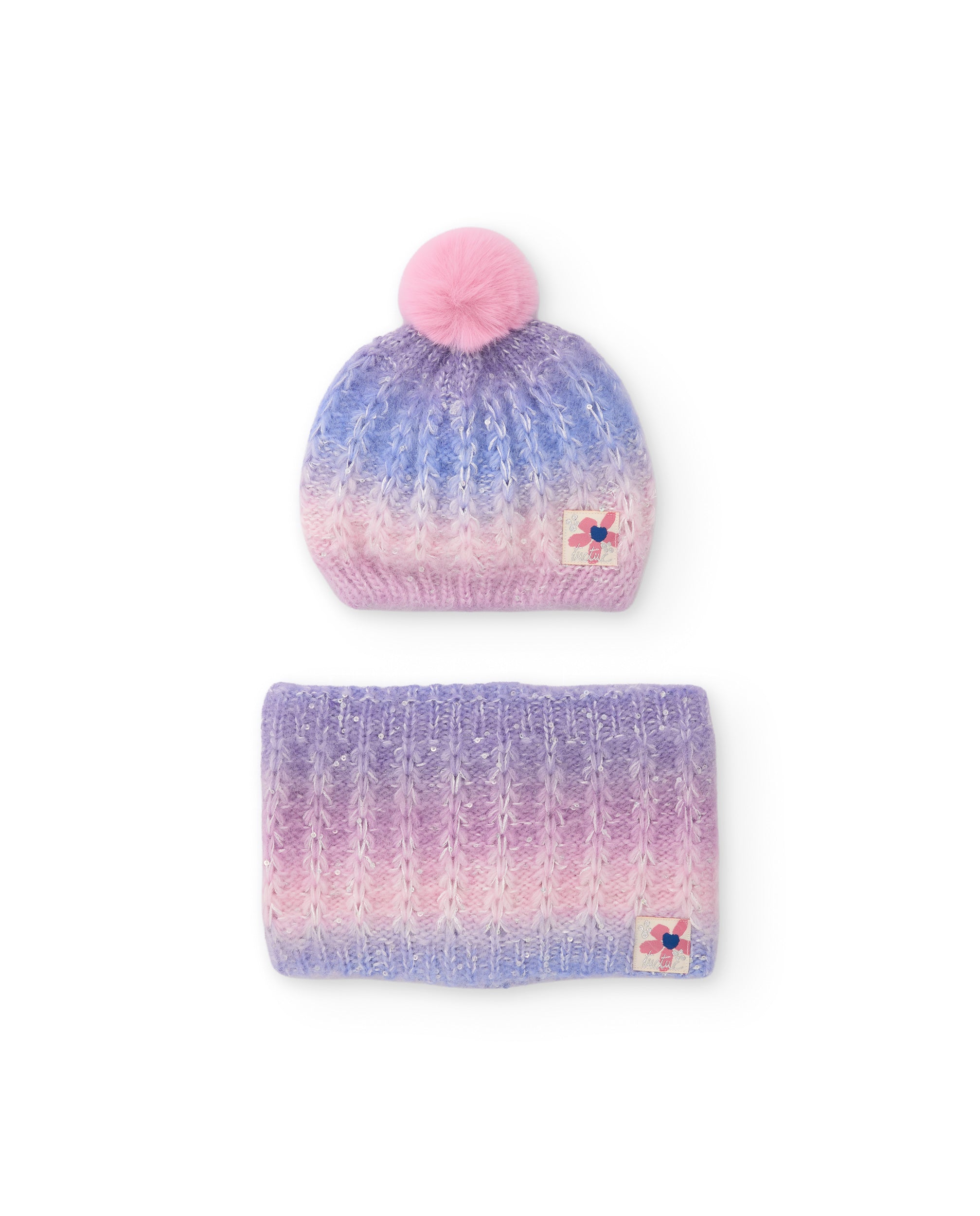 TucTuc Accessori set bambina rosa maglia cappello scaldacollo