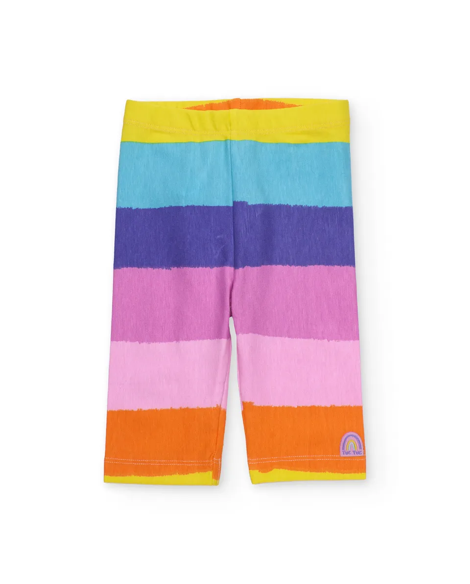 TucTuc Leggings bambina multicolore in maglia elastica
