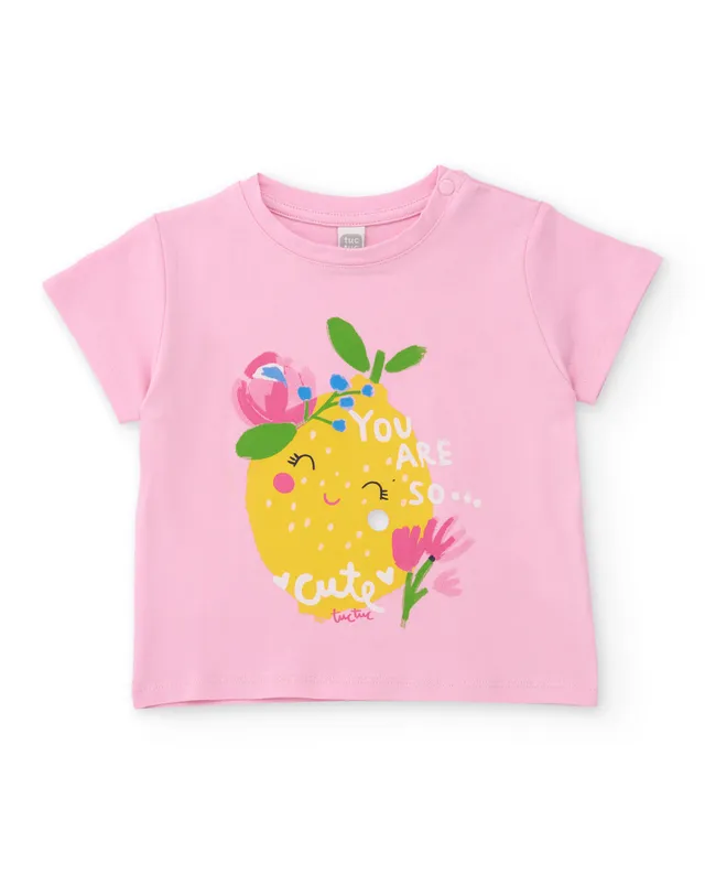 TucTuc Magliette t-shirt bambina rosa limone cotone