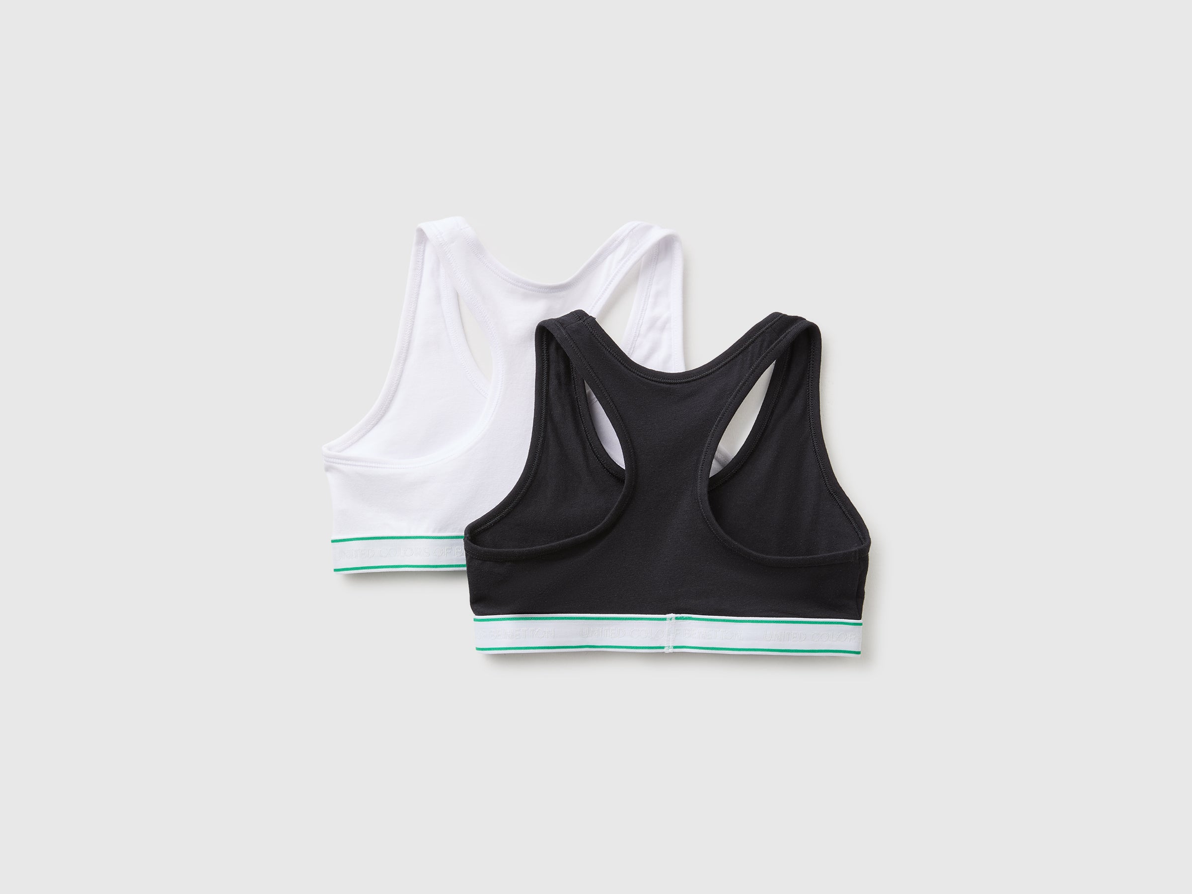 United Colors of Benetton set 2 reggiseni cotone bambina 7-8 anni bianco nero