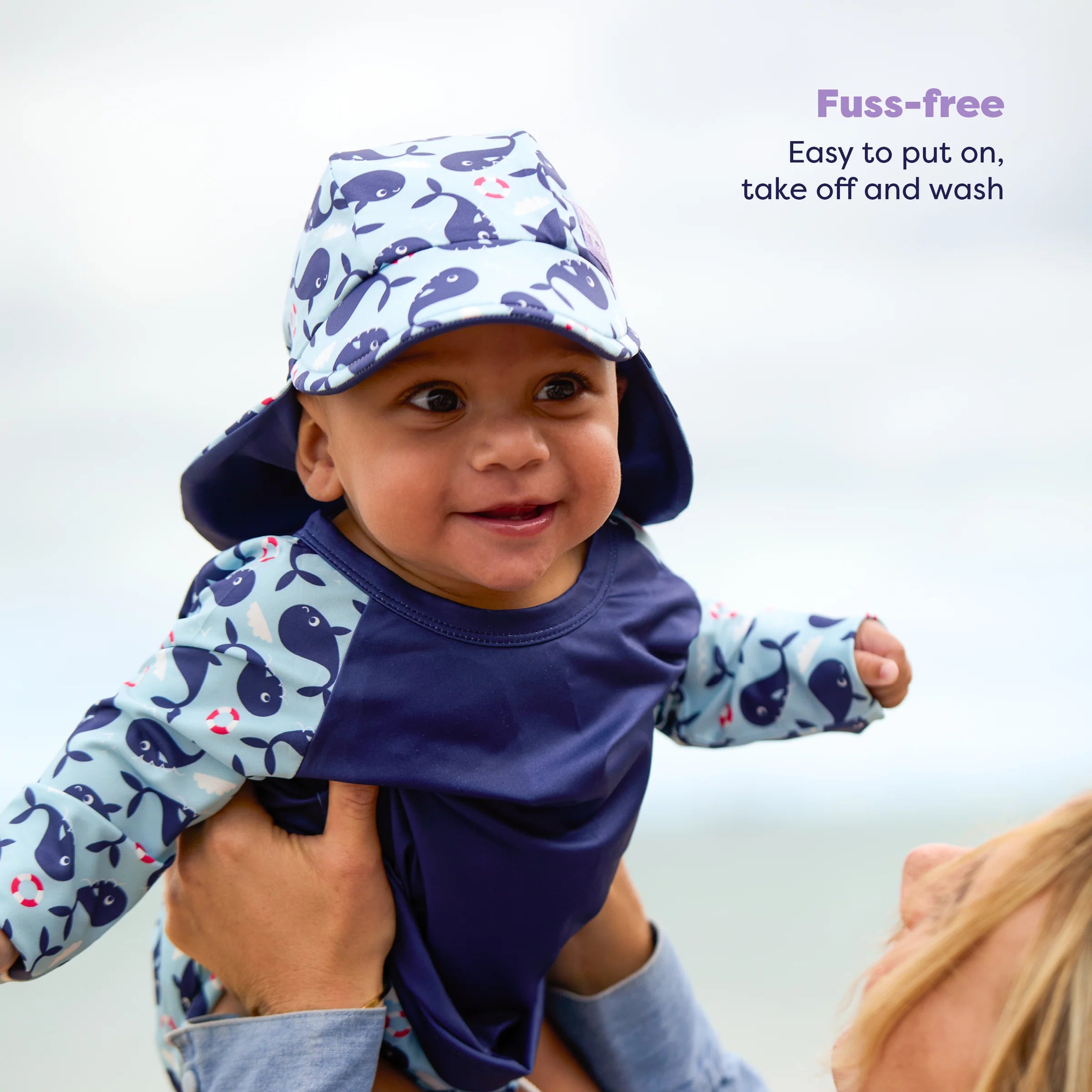 Bambino Mio Blue Whale cappellino mare reversibile 0-12 mesi UPF40+
