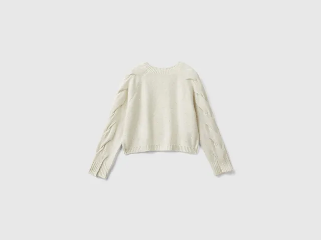United Colors of Benetton Sweater sequins braids maglione L paillettes