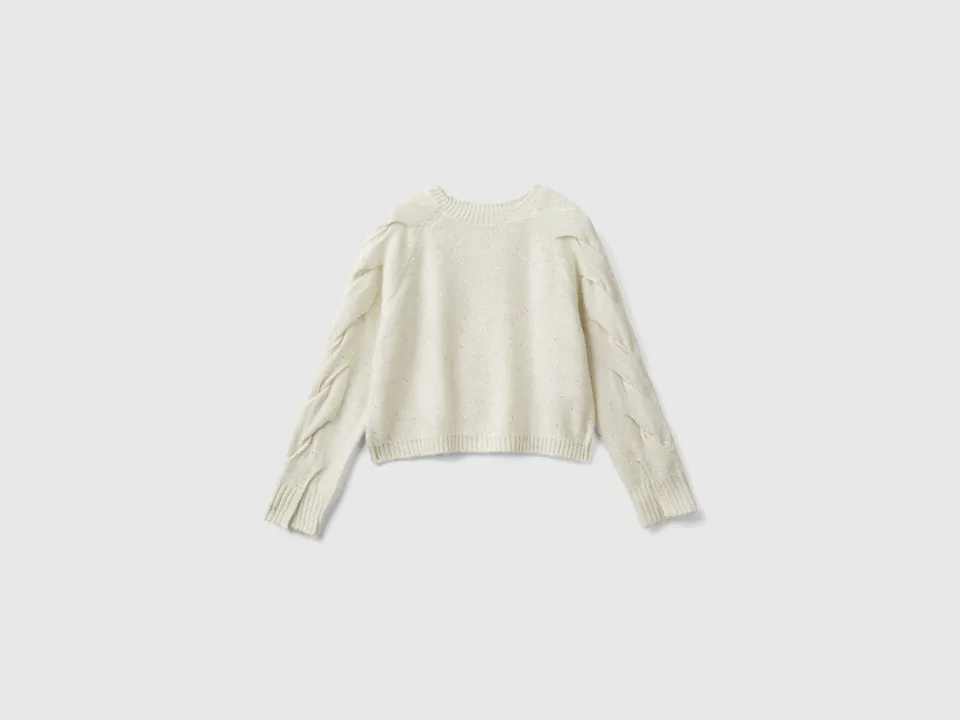 United Colors of Benetton Sweater sequins braids maglione L paillettes