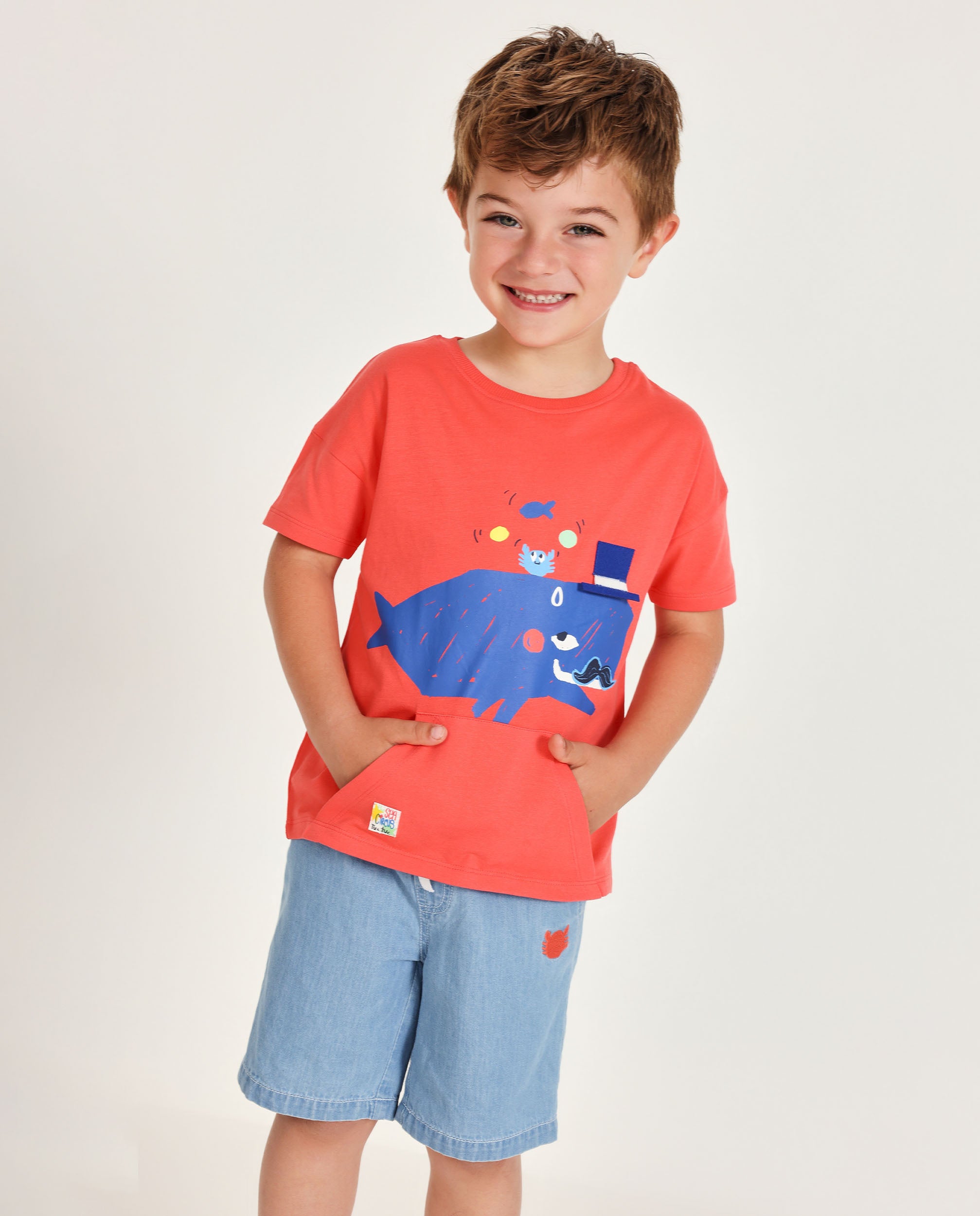 TucTuc Magliette t-shirt bambino balena rosso