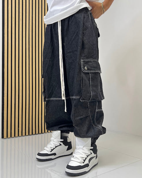 Sottosopra Duca Homme AN838305P jeans baggy cargo nero taglia L