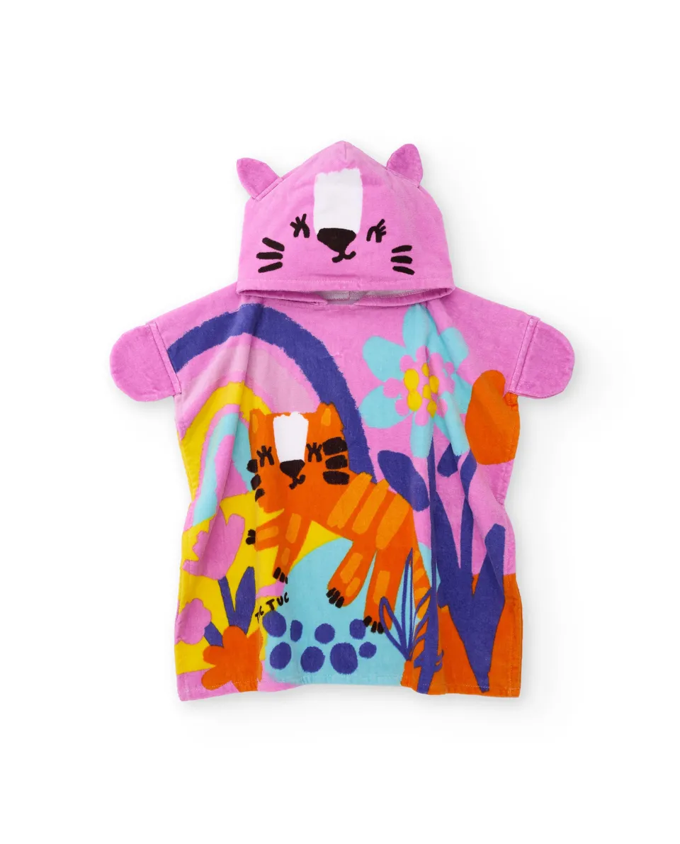 TucTuc Asciugamani Poncho bambina spugna rosa tigre