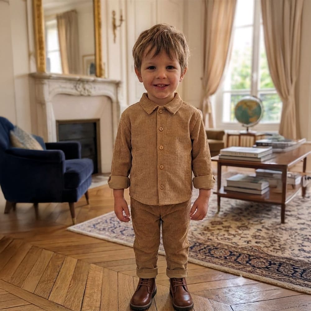 Petite Citrouille Les Basiques pantalone velluto marrone cotone