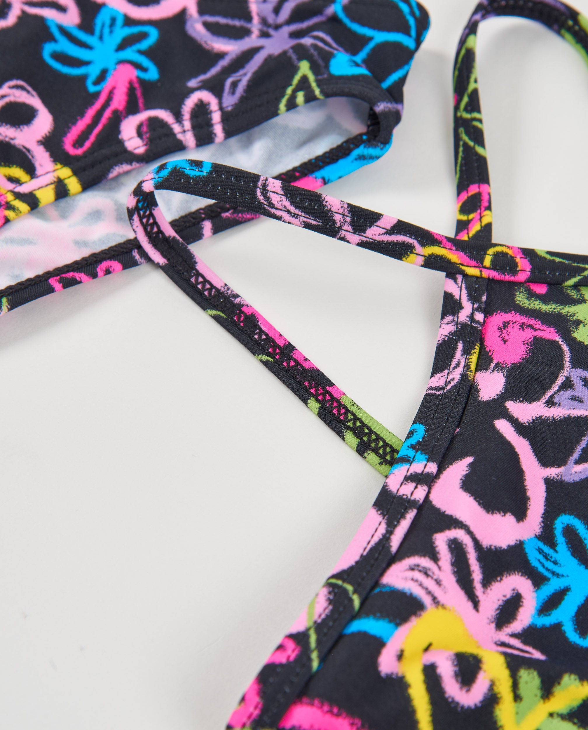 TucTuc Costumi Bikini Bambina Nero Graffiti Due Pezzi