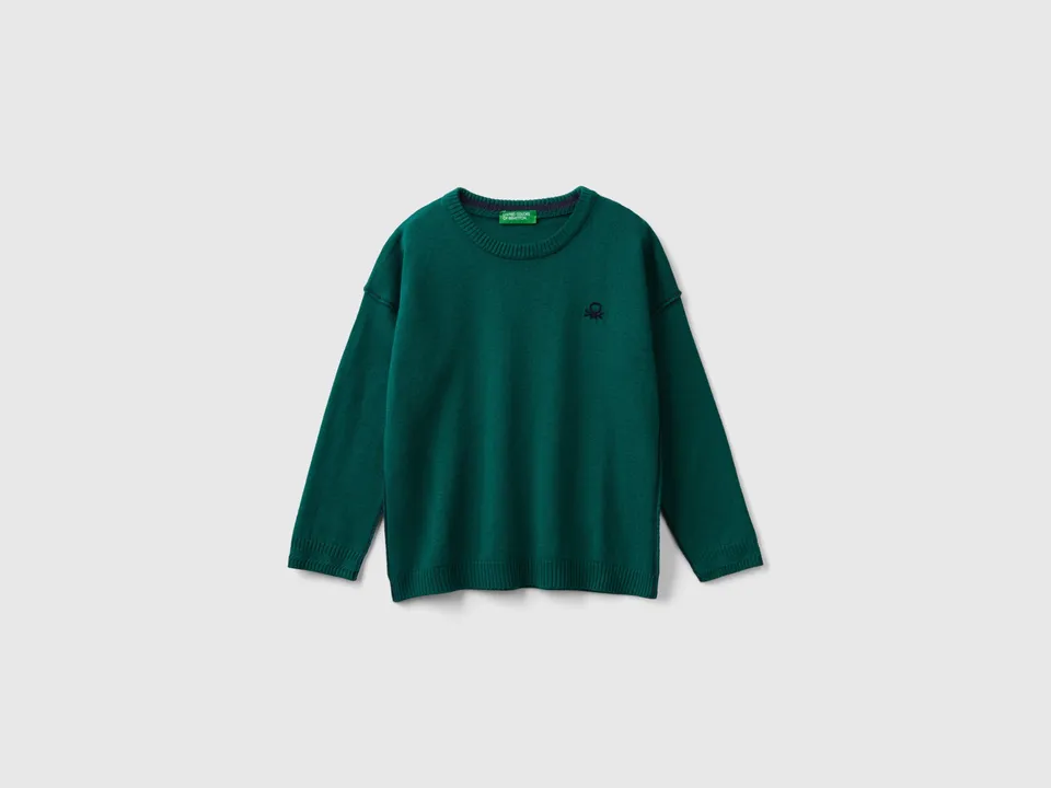 United Colors of Benetton Sweaters Maglione girocollo lana bimbo logo