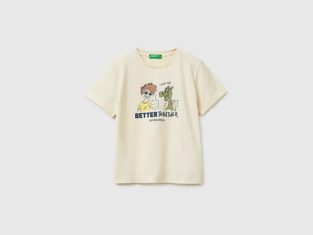 Benetton T-Shirts and Tops t-shirt stampa 82 cotone bio