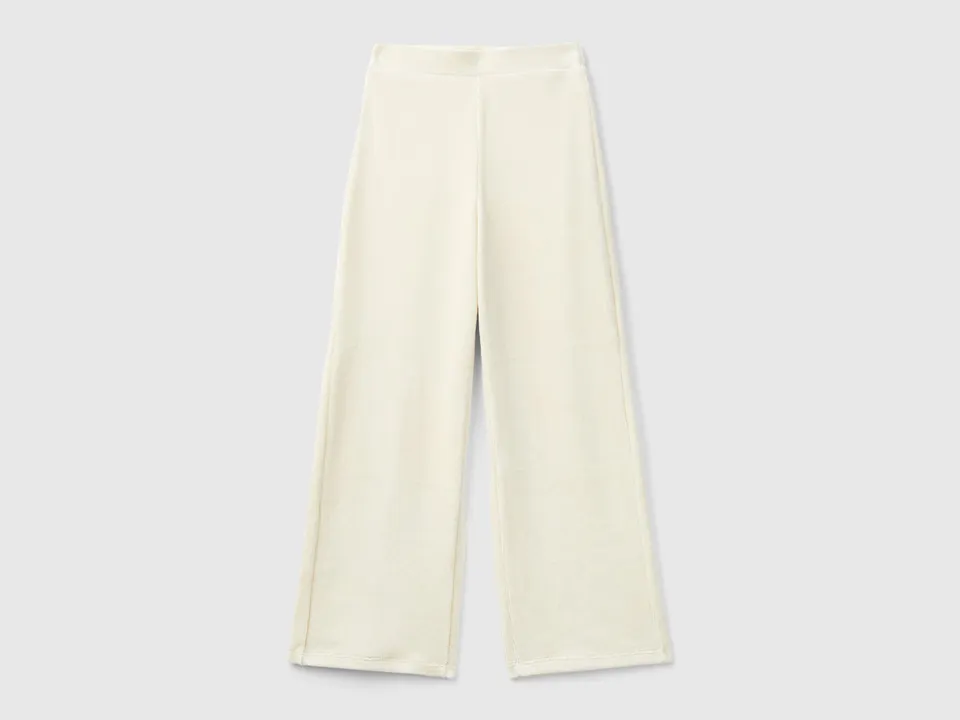 Benetton Pantaloni Ciniglia Gamba Larga Cotone M