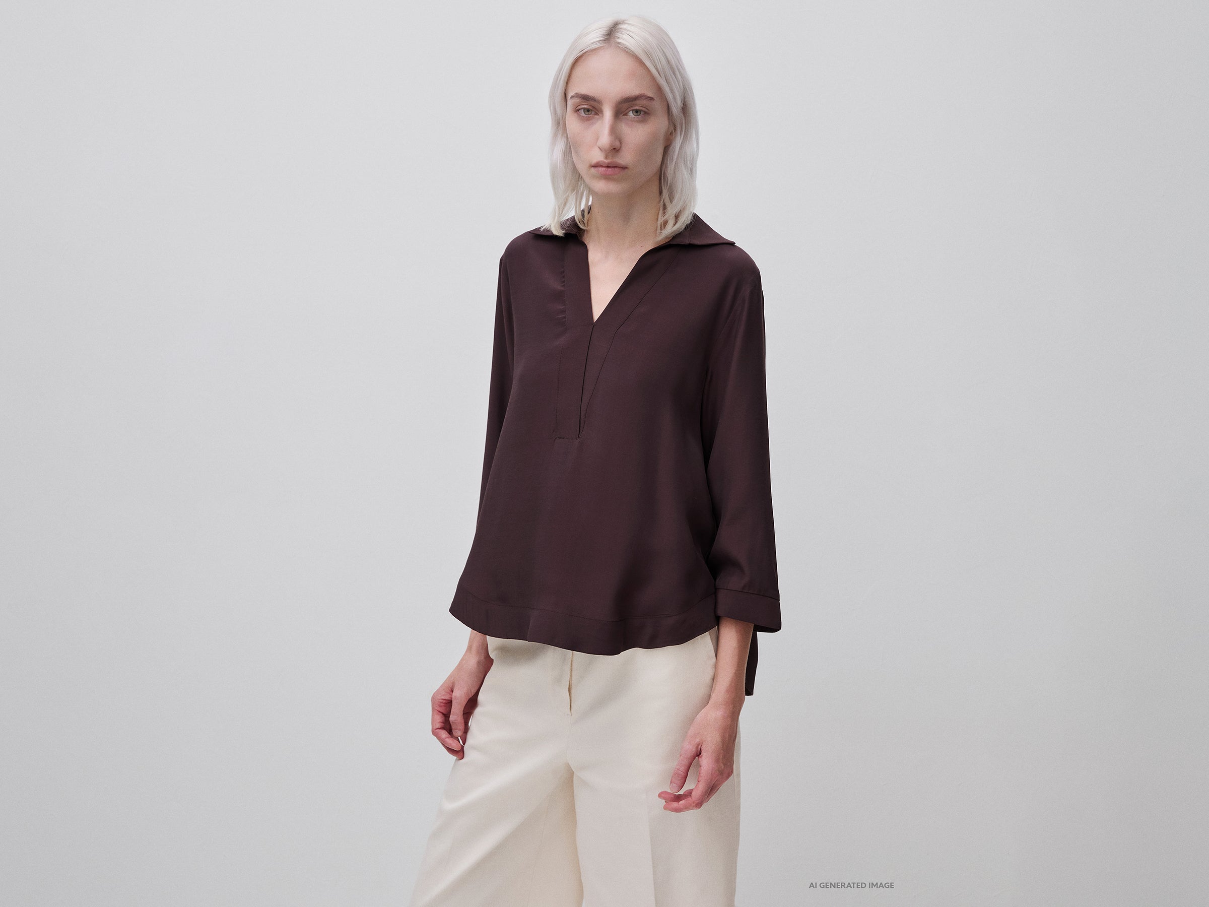 United Colors of Benetton Blusa Viscosa Scollo V Maniche Lunghe XS