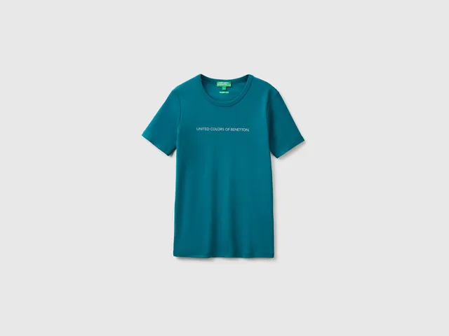 United Colors of Benetton Maglietta Logo Glitter Cotone