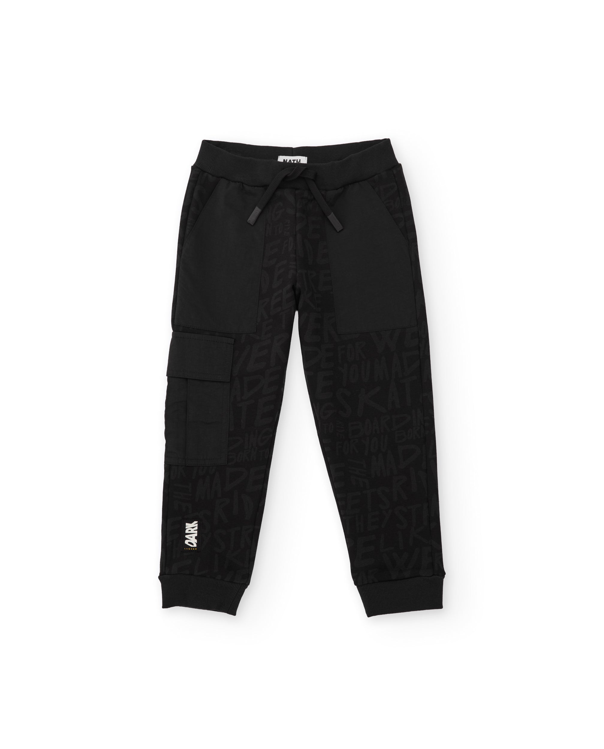 TucTuc Pantaloni tuta bambino nero cotone tasca cargo