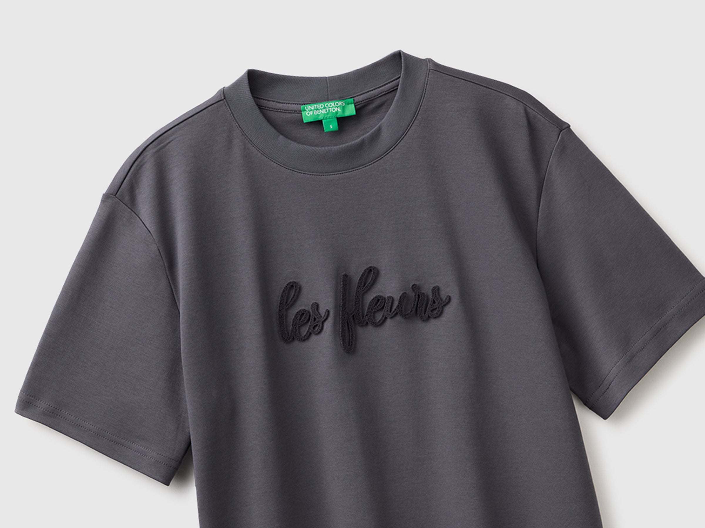 United Colors of Benetton T-shirt oversize maglietta cotone ricamo