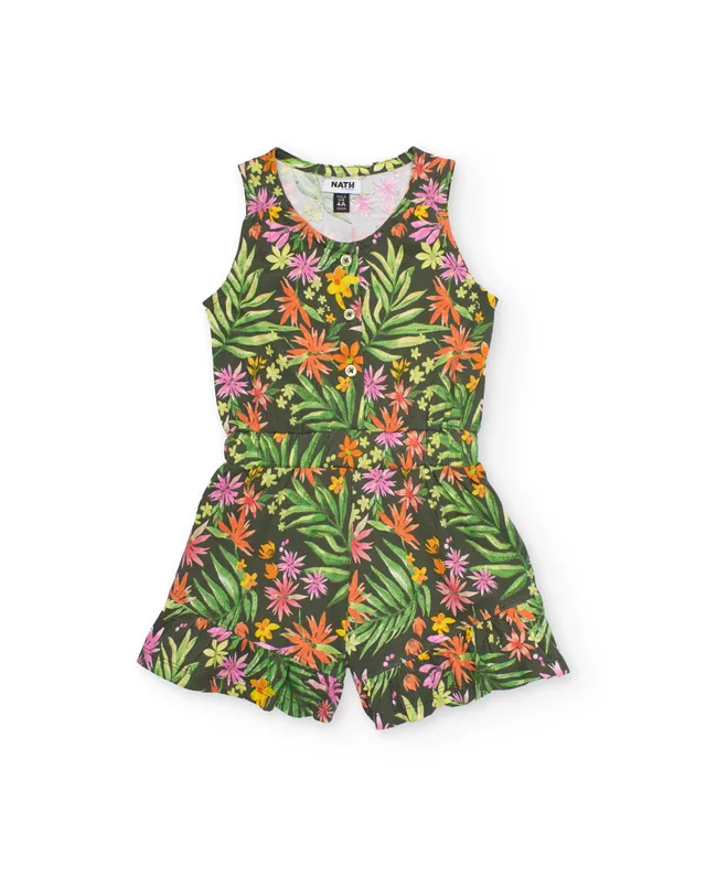 TucTuc Tutine Tuta Bambina Maglia Volant Verde Floreale