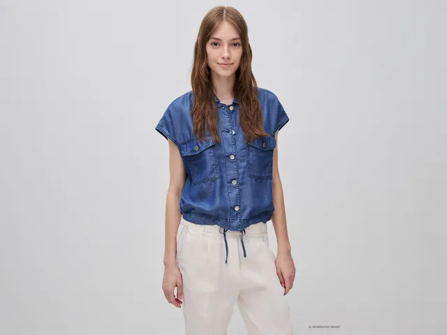 United Colors of Benetton Sleeveless chambray jacket giacca taglia M