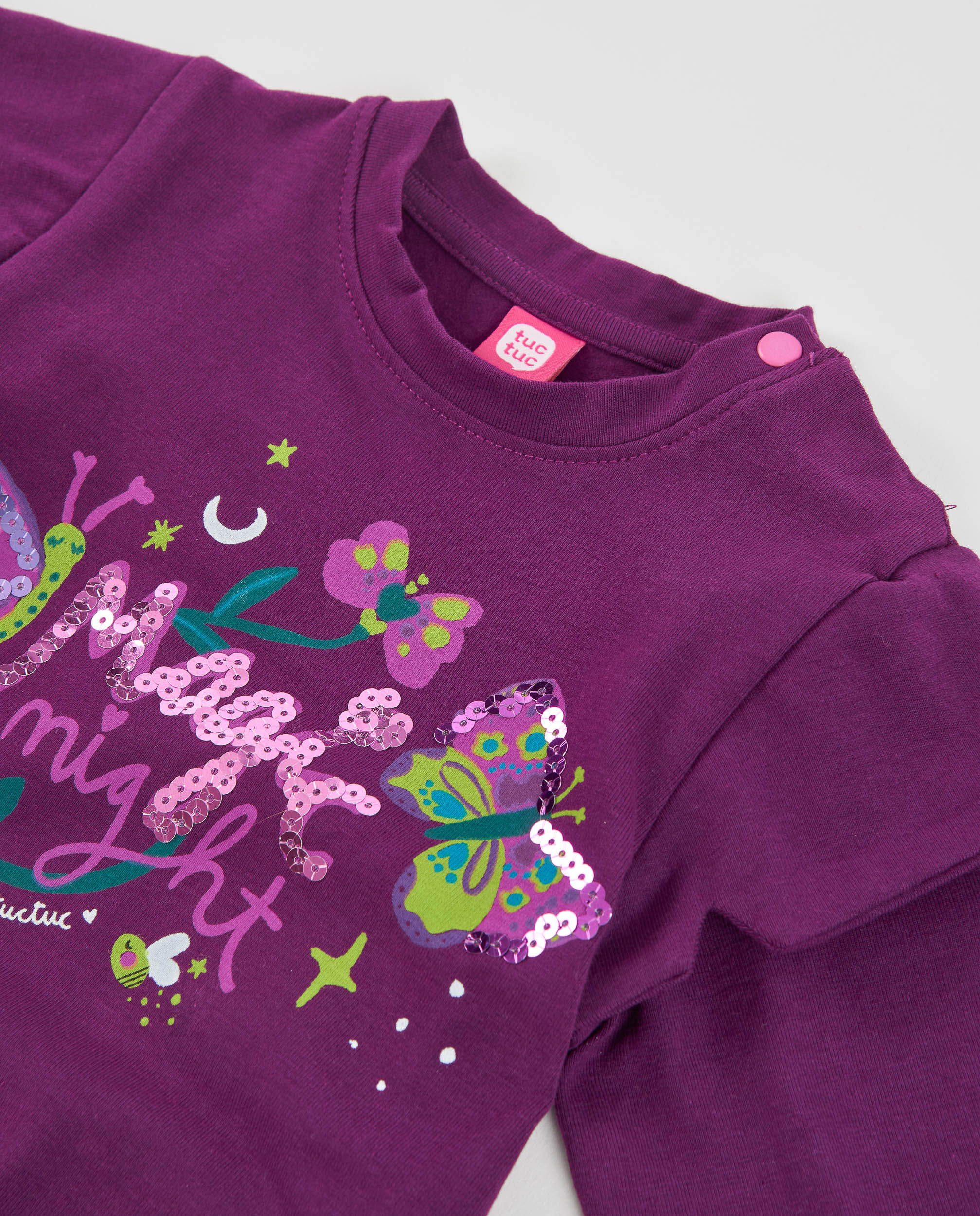 TucTuc Magliette Maglietta bambina maniche lunghe farfalle viola
